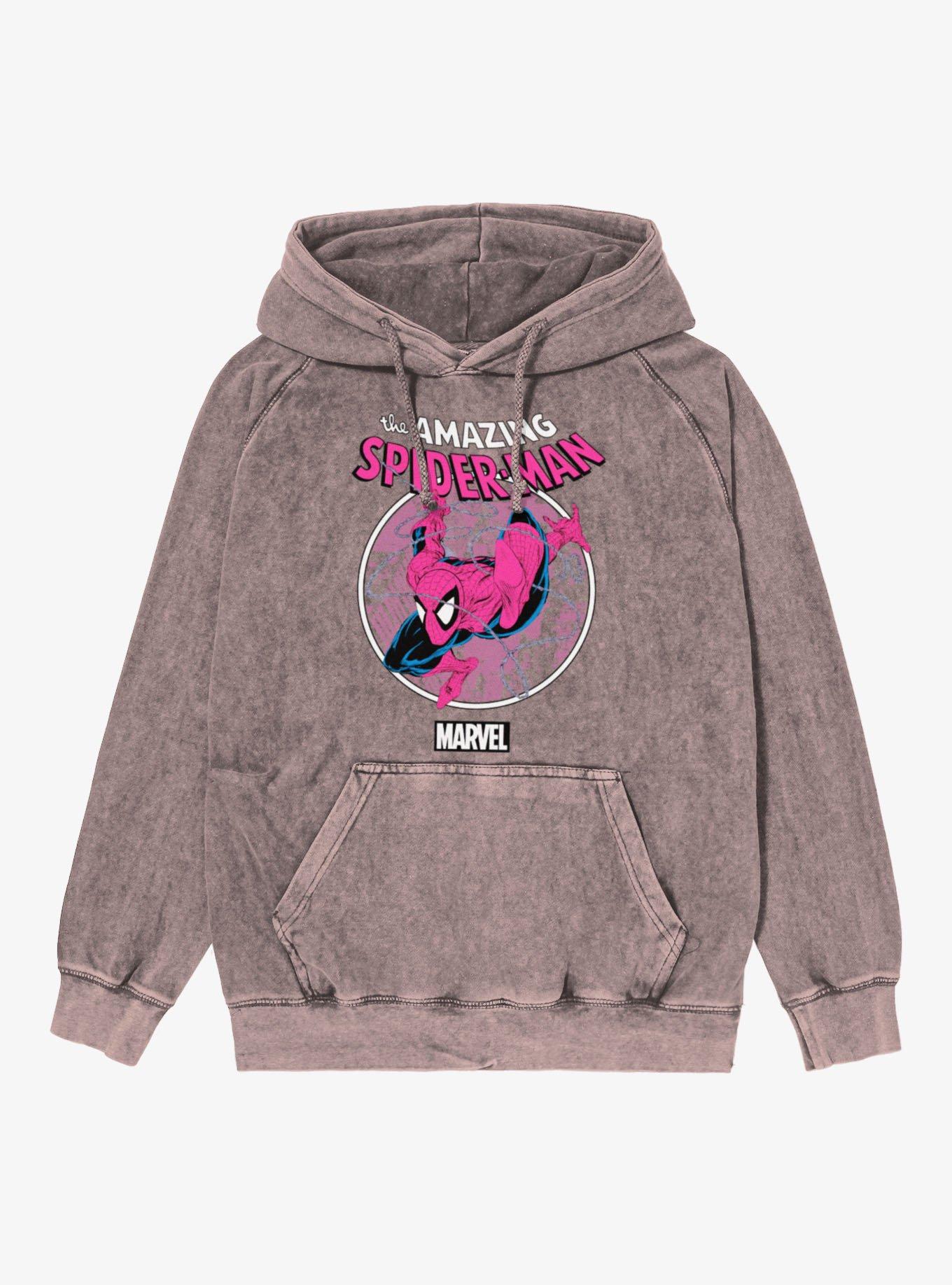 Marvel Comics Retro Web Sling Circle Pastel Mineral Wash Hoodie, , hi-res