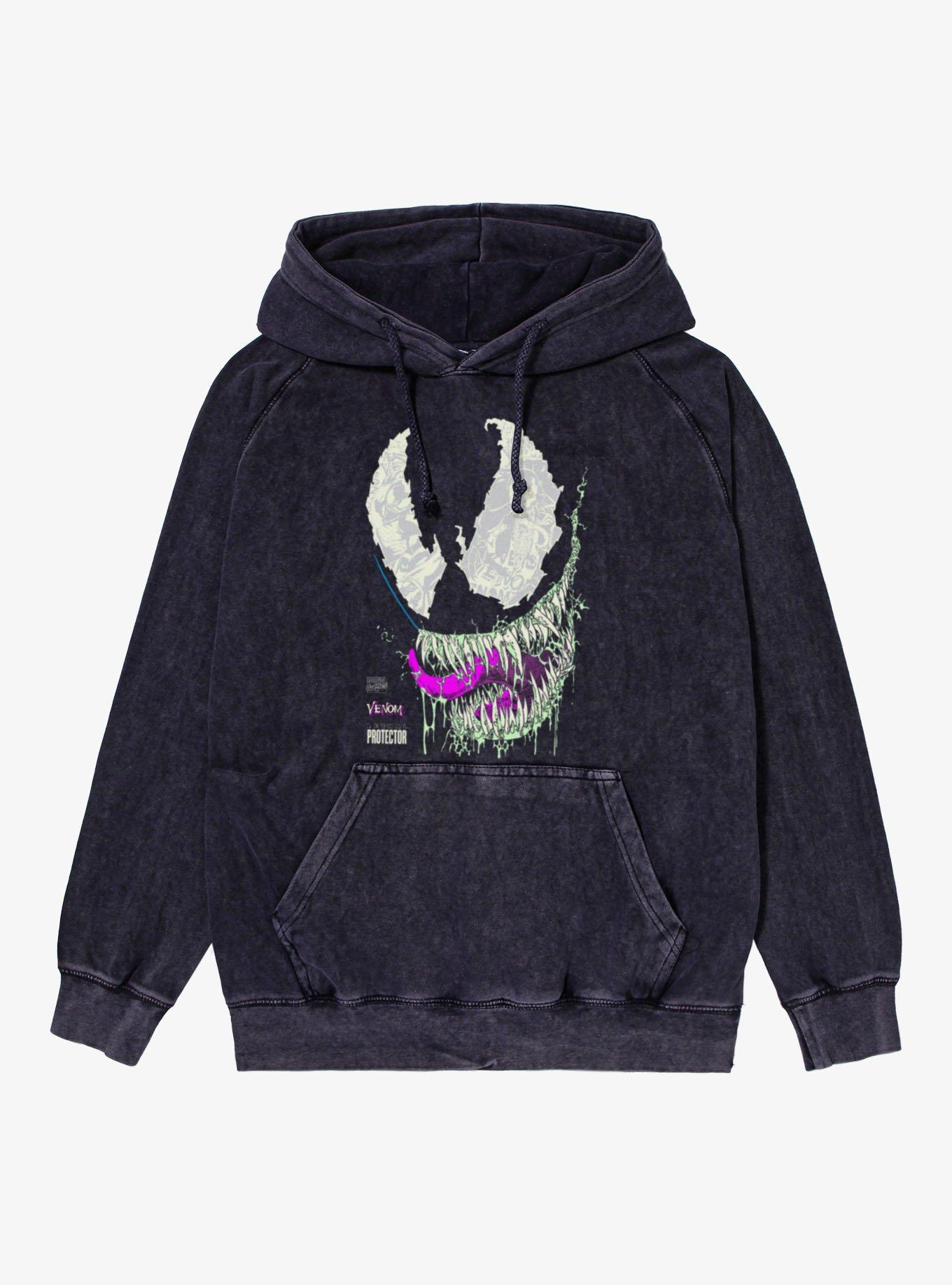 Marvel Comics Retro Venom Lethal Protector Panel Eyes Mineral Wash Hoodie
