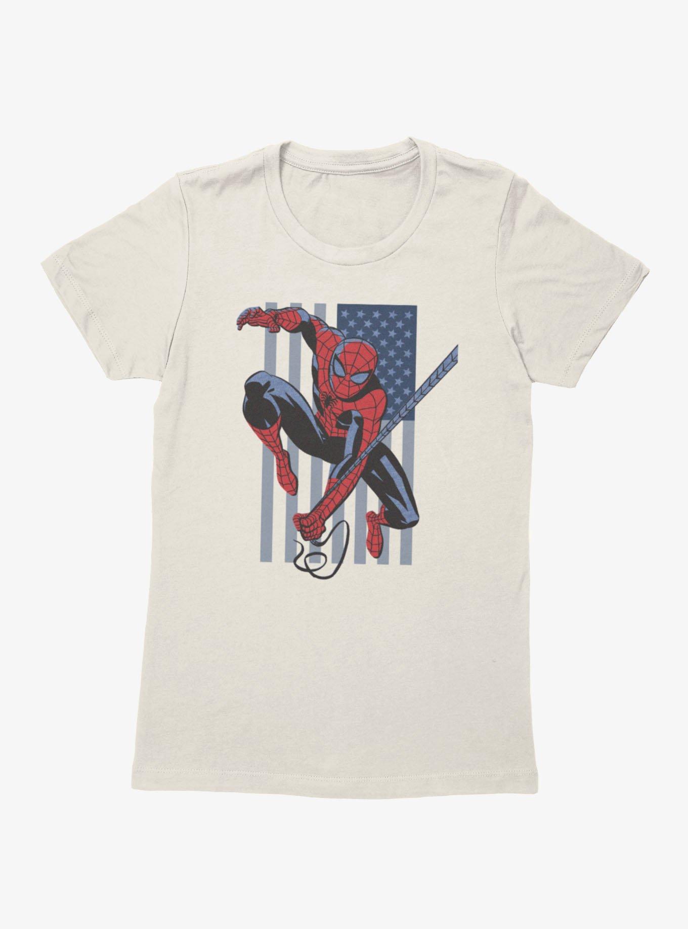 Marvel Spider-Man Flag Leap Womens T-Shirt