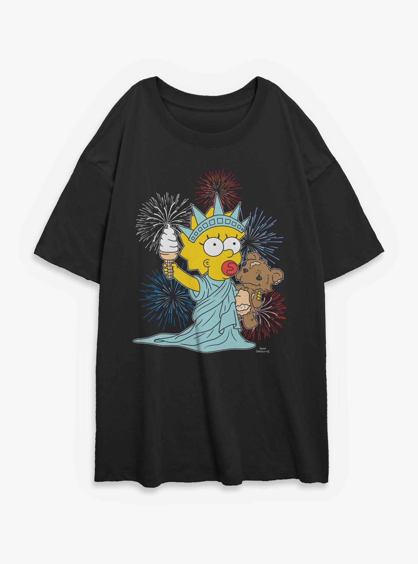 The Simpsons 4th of July Statue of Liberty Maggie Simpson Girls Oversized T-Shirt, , hi-res