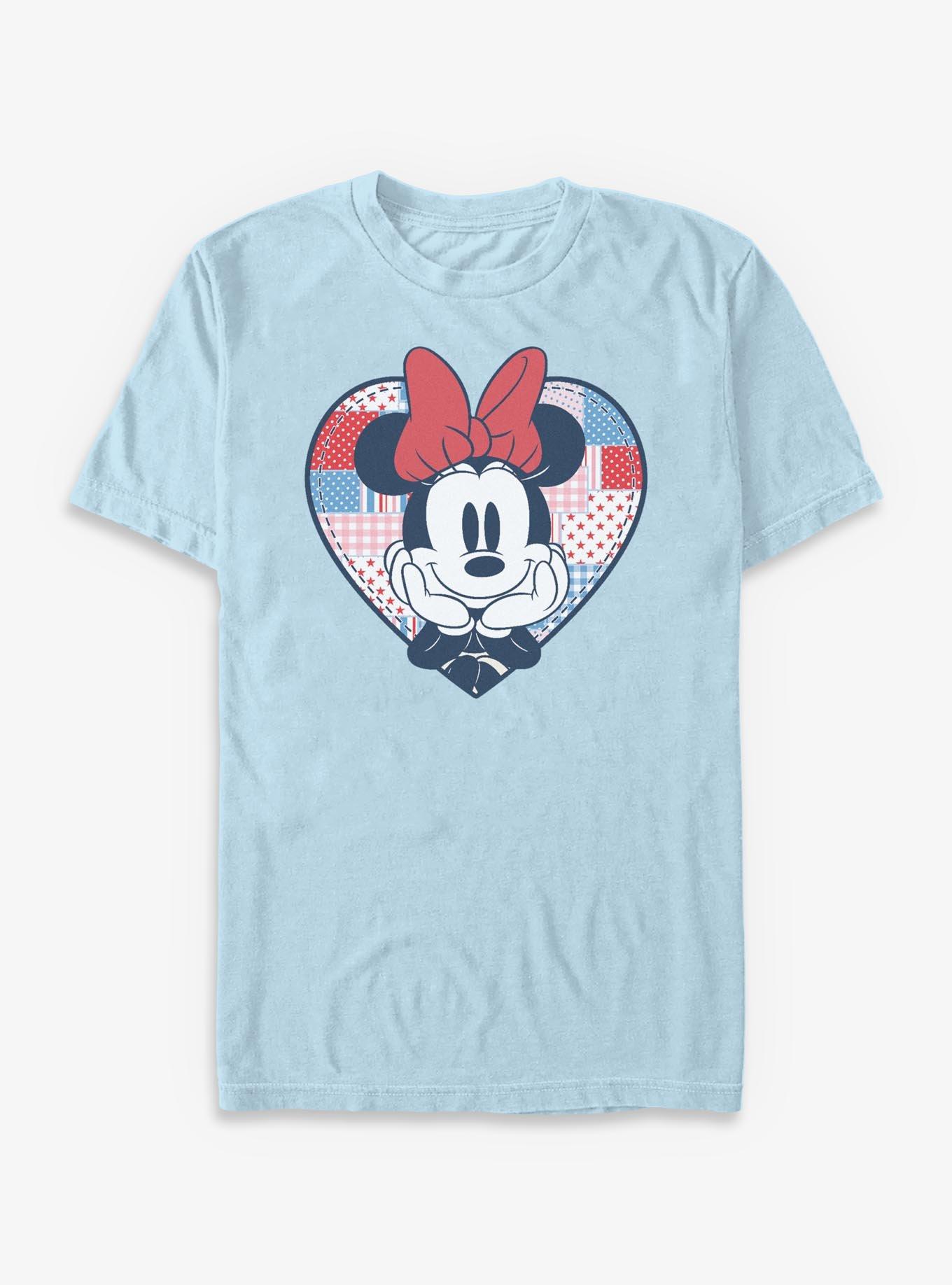 Disney Minnie Mouse Americana Patchwork Heart T-Shirt, , hi-res