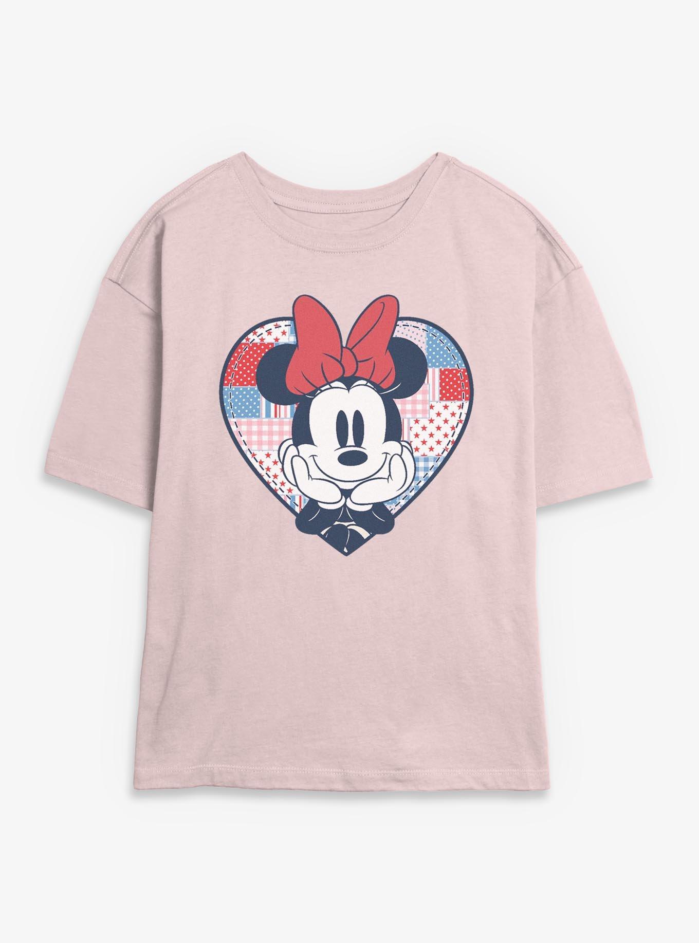 Disney Minnie Mouse Americana Patchwork Heart Girls Skimmer T-Shirt, , hi-res