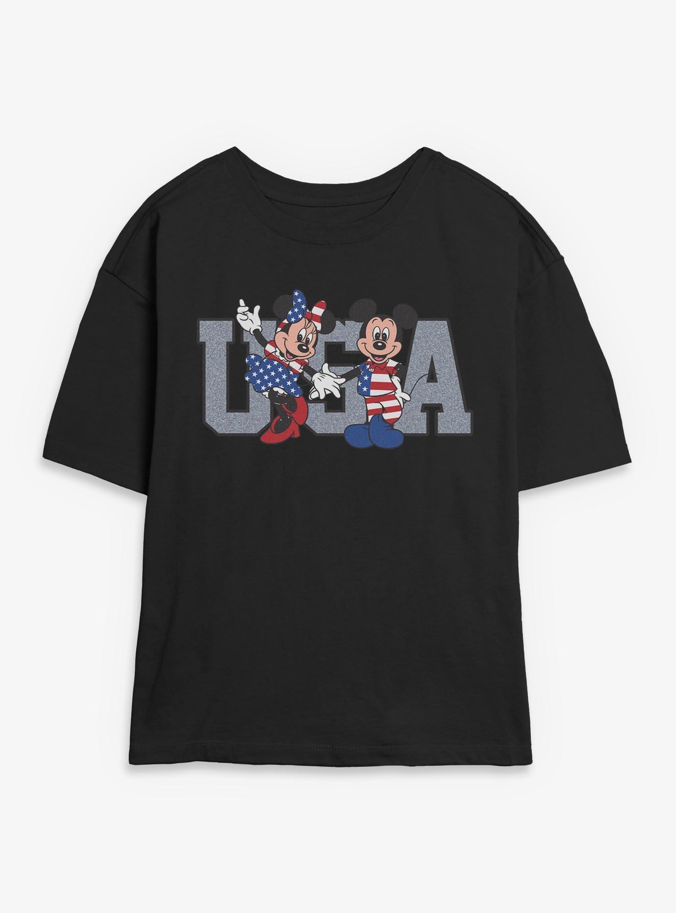 Disney Mickey Mouse & Minnie Mouse USA Patriotic Duo Girls Skimmer T-Shirt, , hi-res