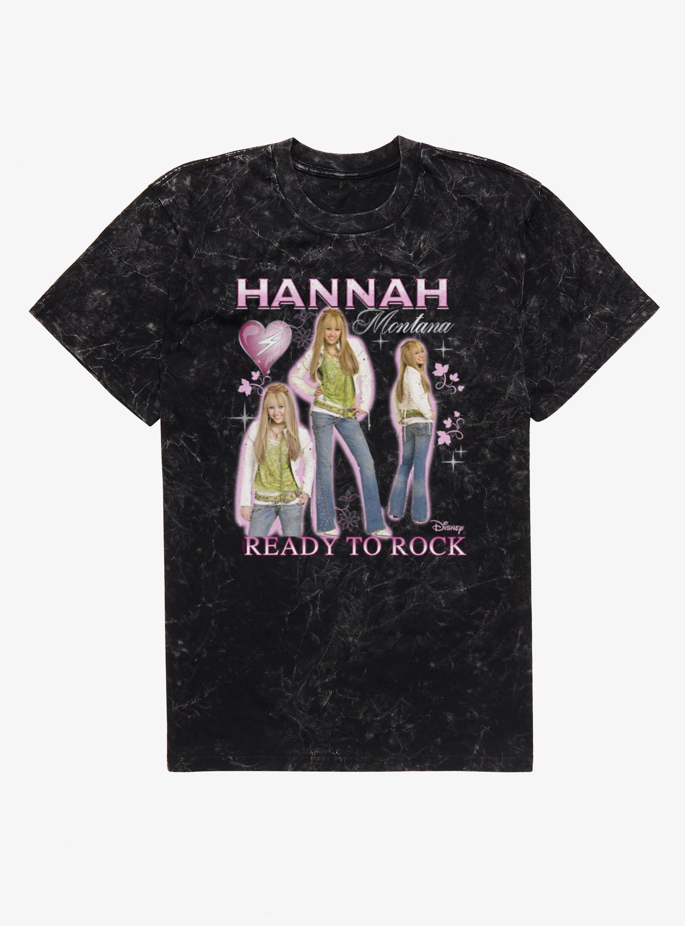 Disney Hannah Montana Ready To Rock Collage Mineral Wash T-Shirt, BLACK MINERAL WASH, hi-res view 1