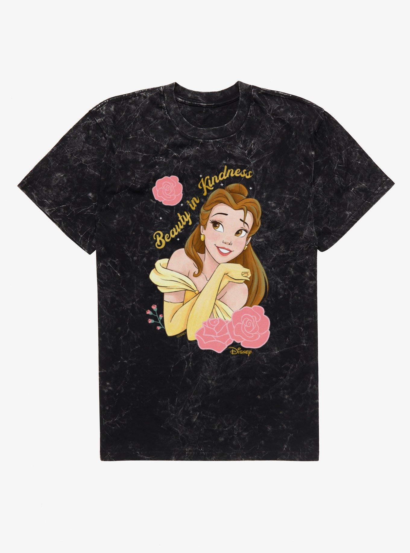 Disney Beauty And The Beast Kindness With Roses Belle Mineral Wash T-Shirt, , hi-res