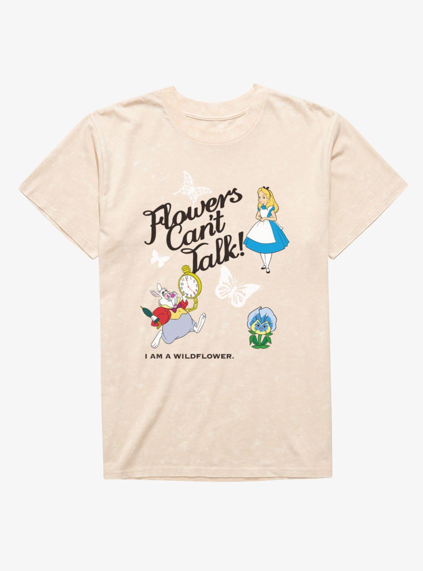 Disney Alice In Wonderland Flowers Can't Talk Wildflower Mineral Wash T-Shirt, , hi-res