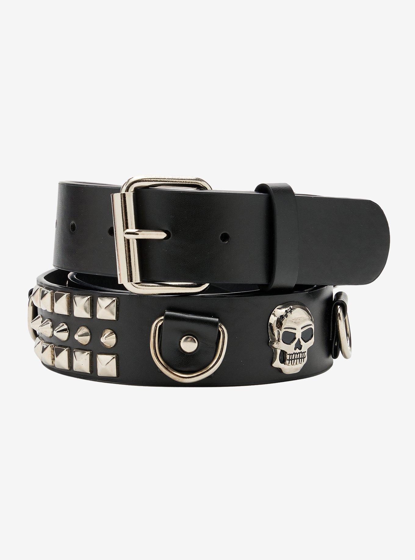 Skull Spike D-Ring Belt