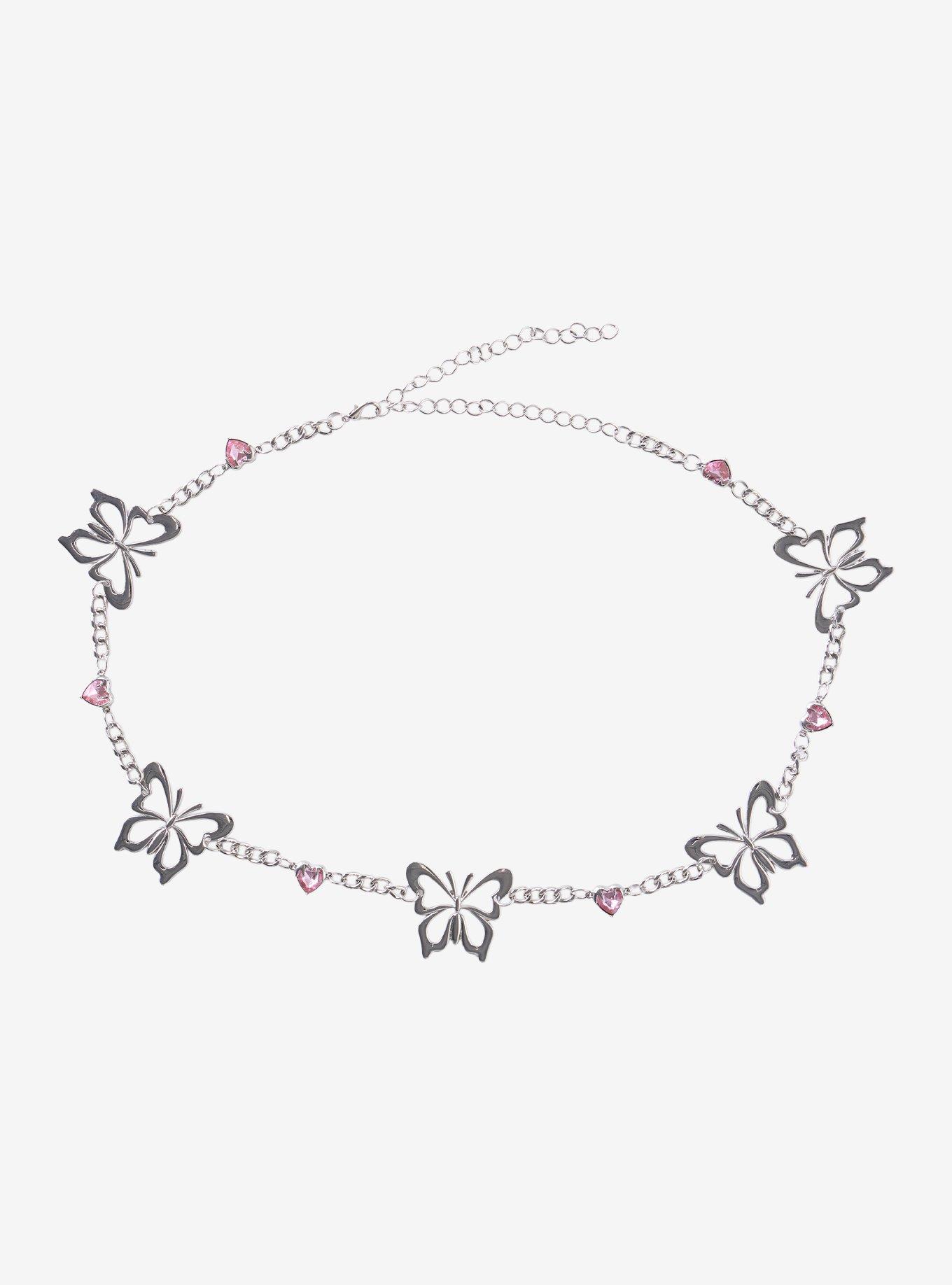 Pink Butterfly Heart Charm Belt