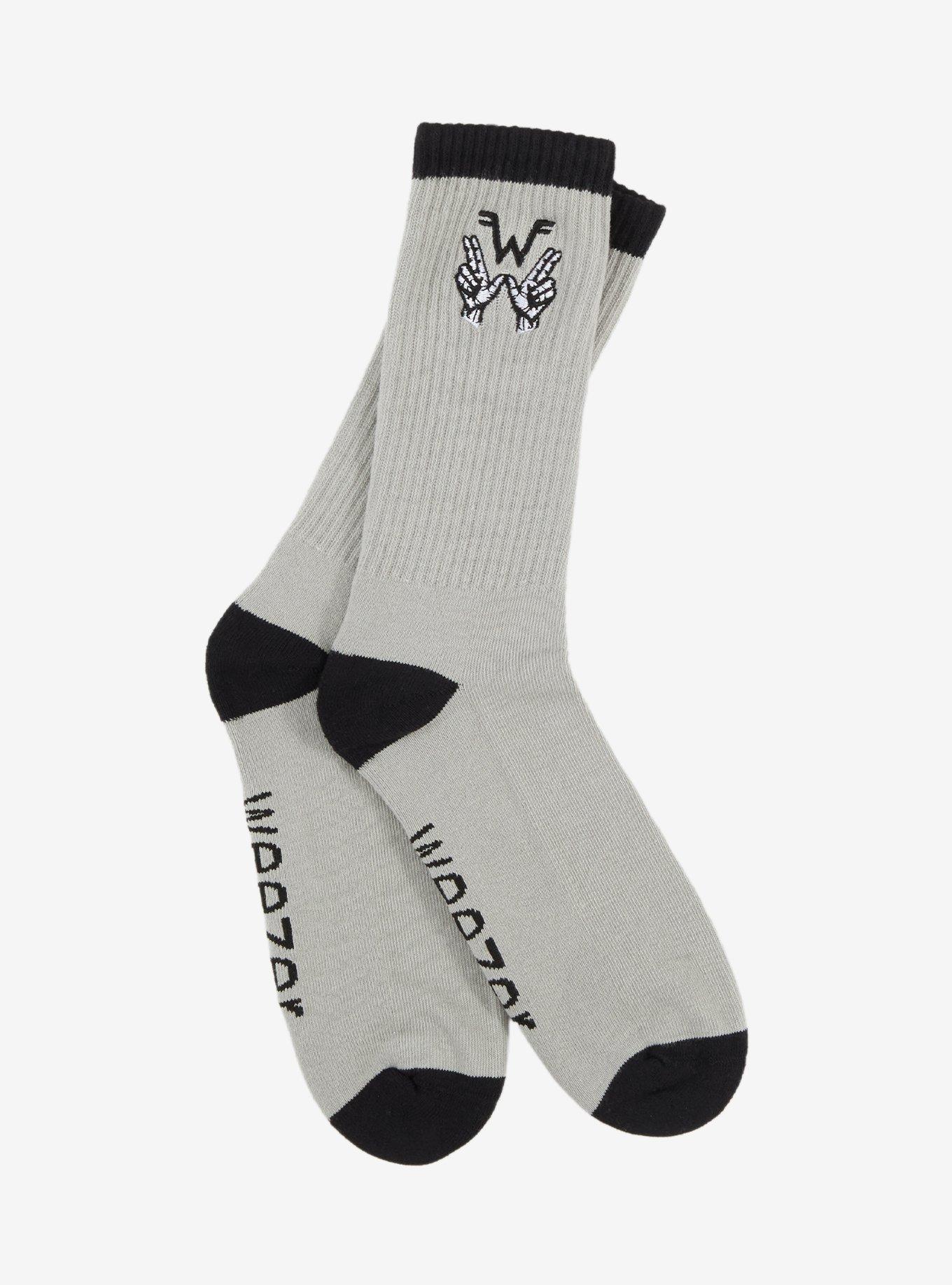 Weezer Hand Sign Ribbed Crew Socks, , hi-res