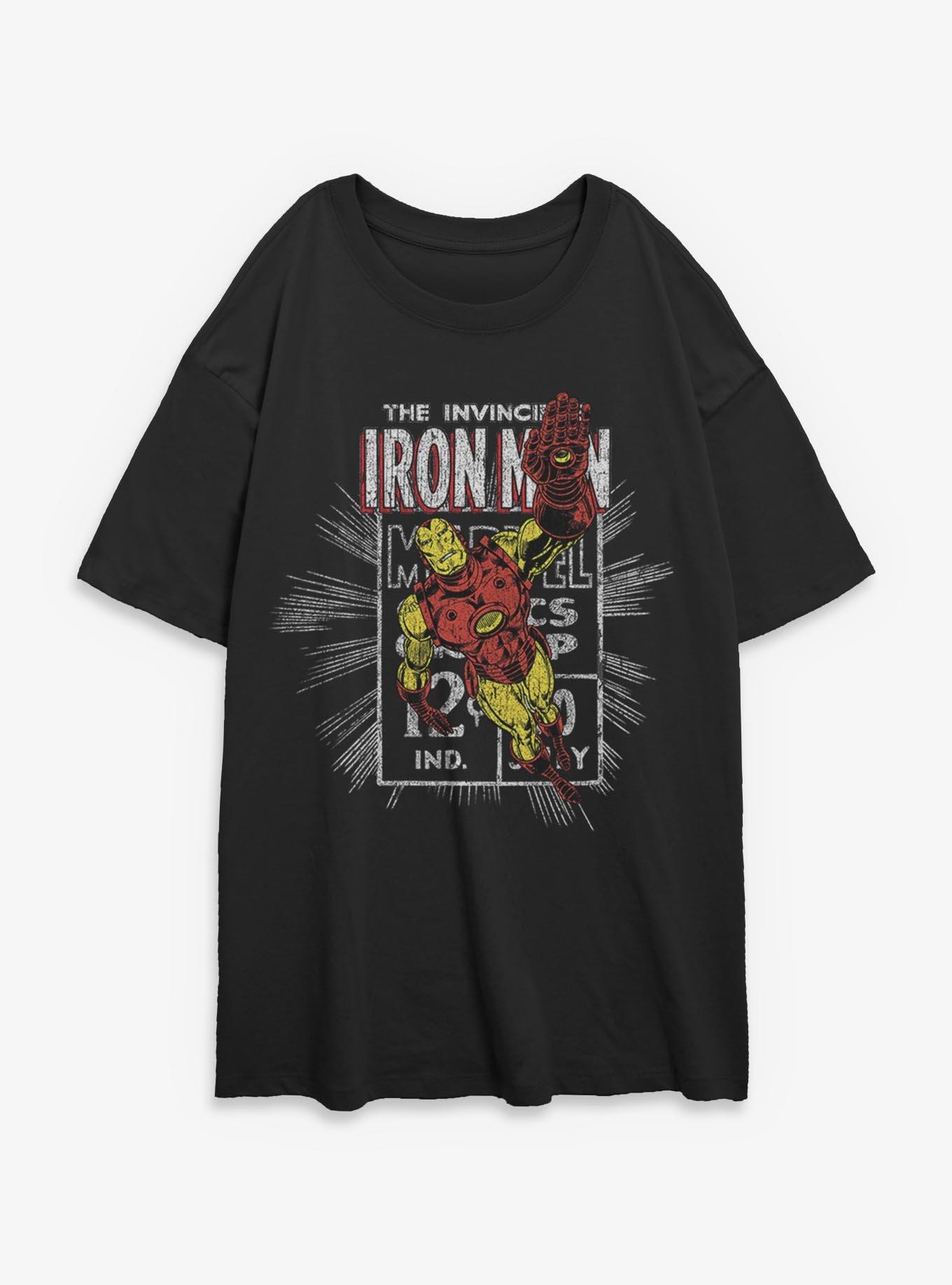 Marvel Ironman Stamp Girls Oversized T-Shirt, BLACK, hi-res view 1