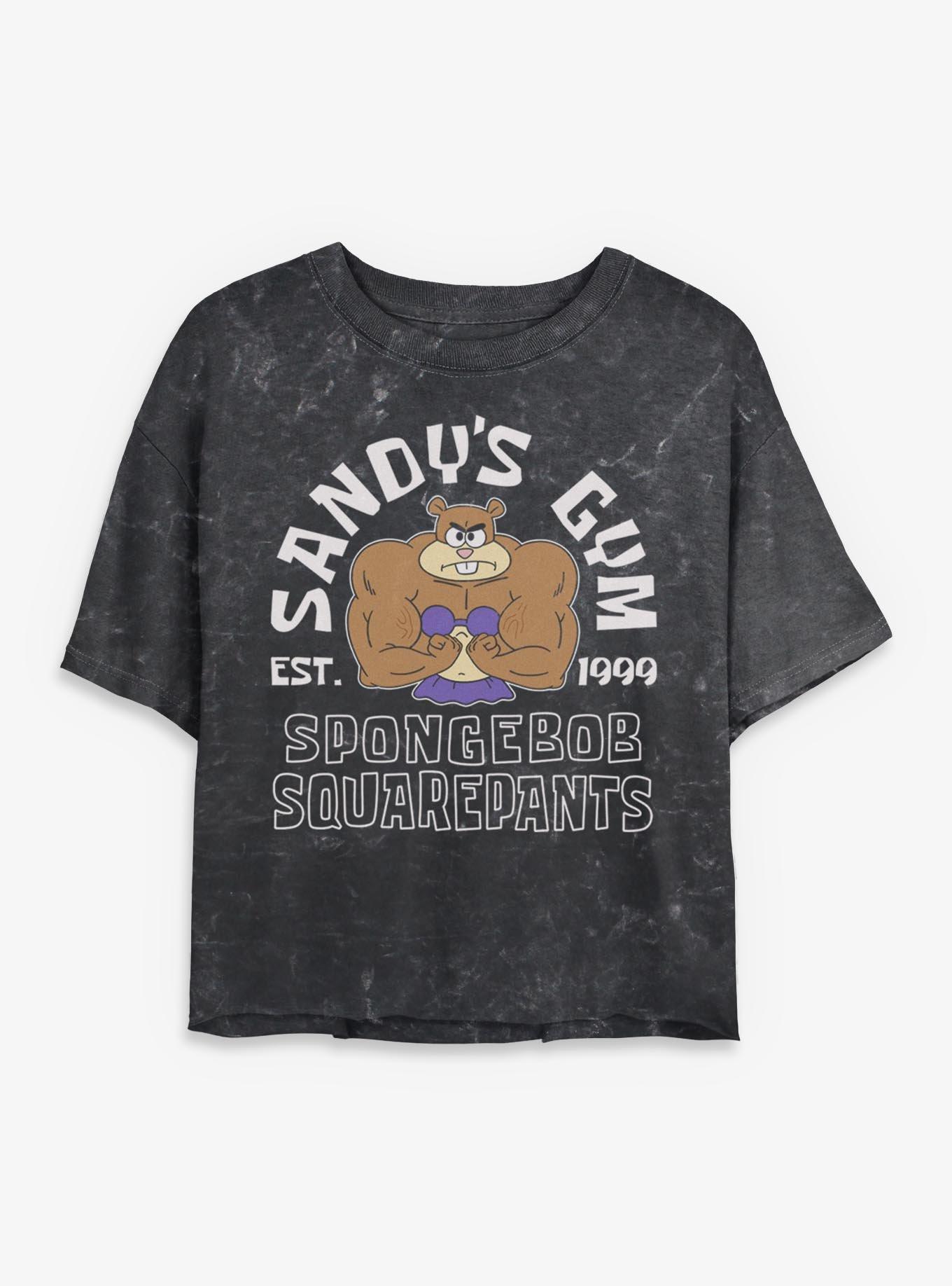 Spongebob Squarepants Sandy's Gym Girls Mineral Wash Crop T-Shirt, , hi-res