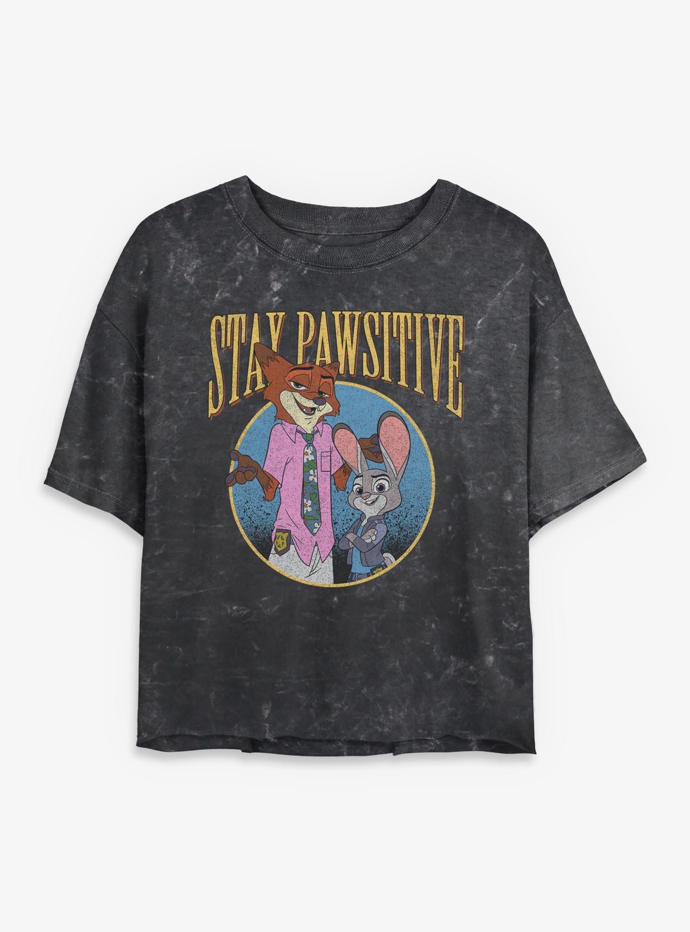 Disney Zootopia 2 Stay Pawsitive Girls Mineral Wash Crop T-Shirt, , hi-res