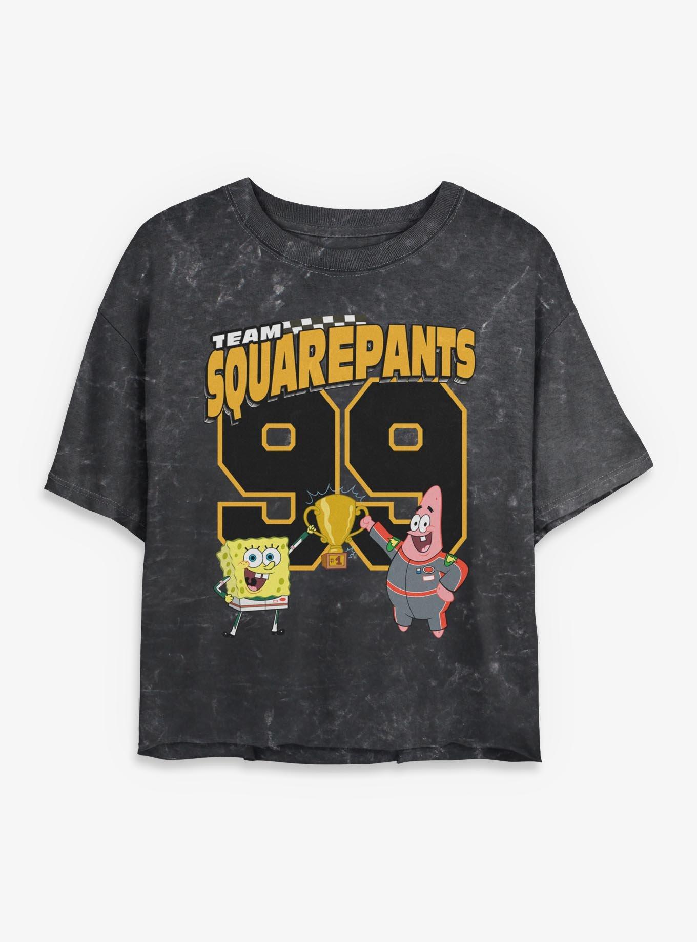 Spongebob Squarepants Team Squarepants Racing Girls Mineral Wash Crop T-Shirt, , hi-res