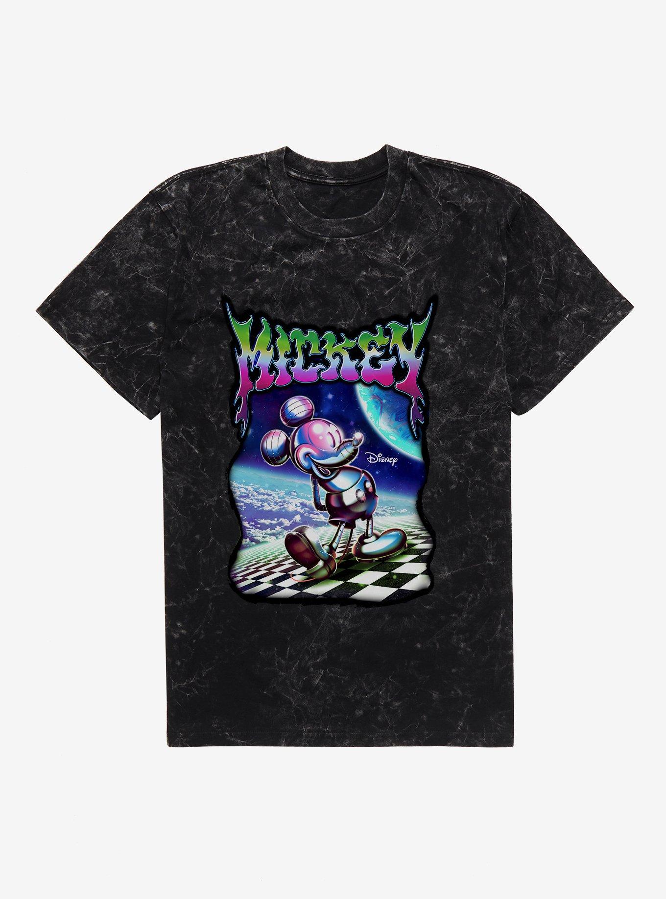 Disney Mickey Mouse Melting Metallic Mickey Universe Mineral Wash T-Shirt, BLACK MINERAL WASH, hi-res view 1