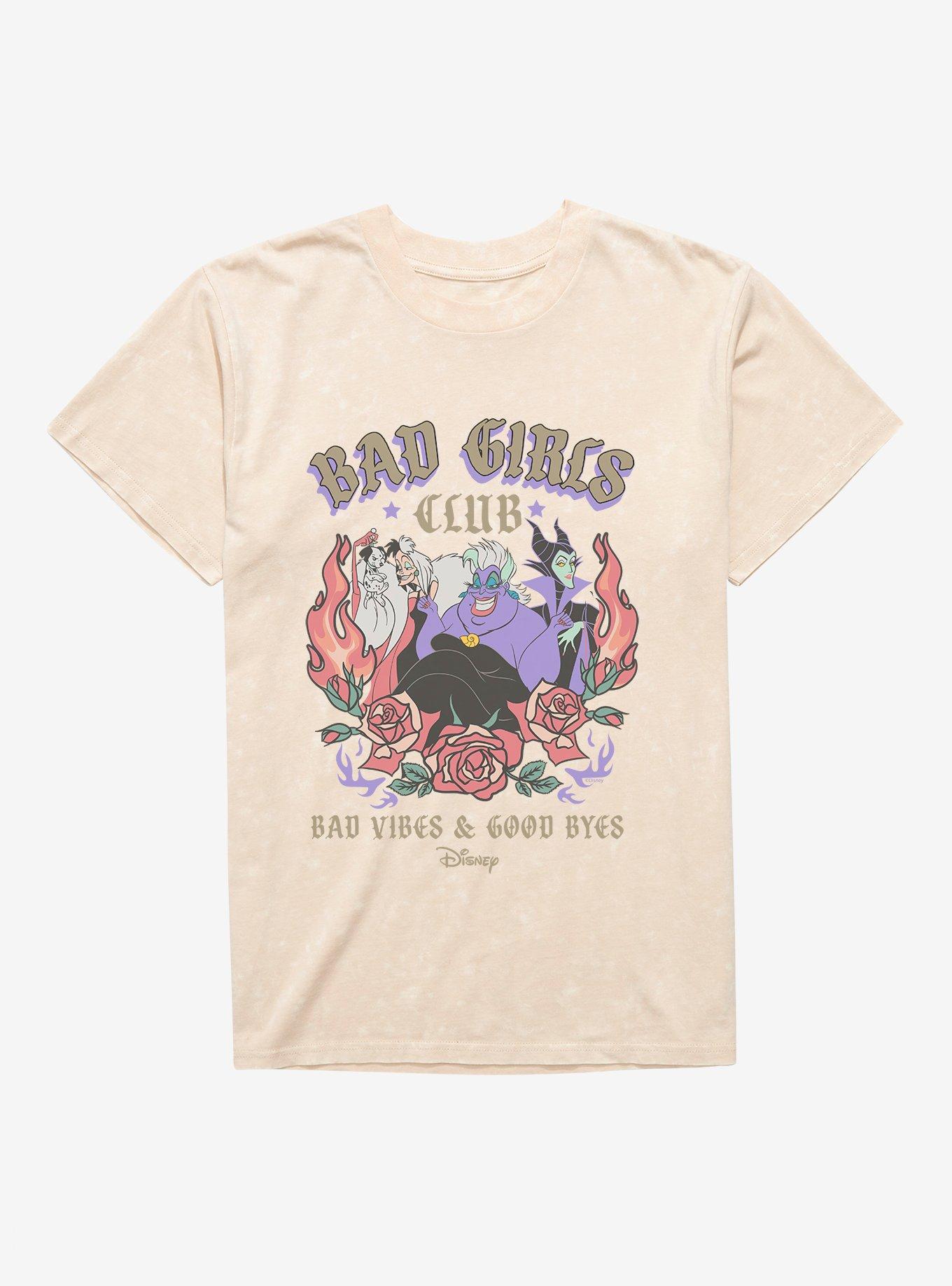 Disney Villains Bad Girls Club Vibes Groupshot With Roses Mineral Wash T-Shirt, , hi-res