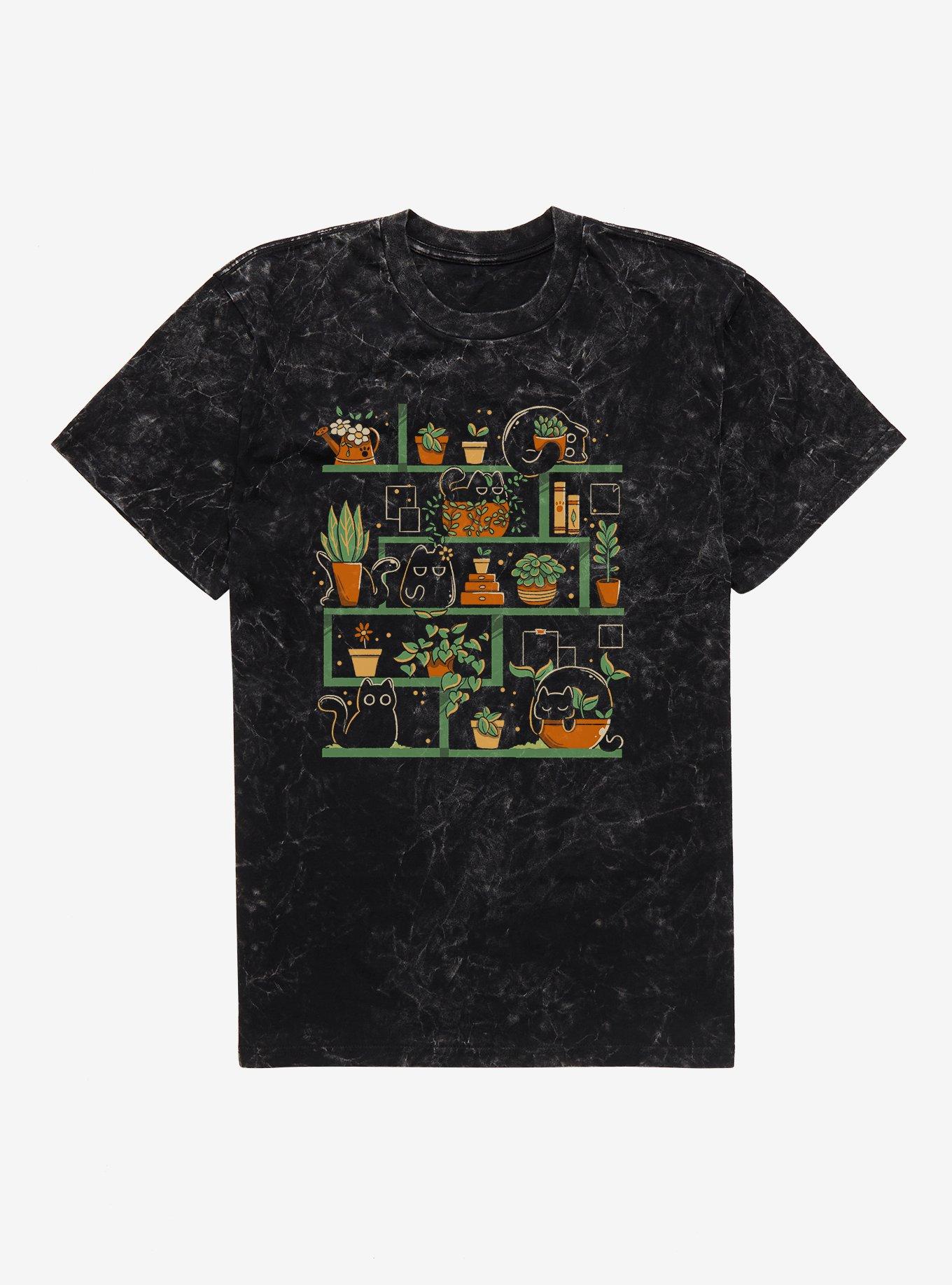 Kitten Garden Mineral Wash T-Shirt, BLACK MINERAL WASH, hi-res view 1