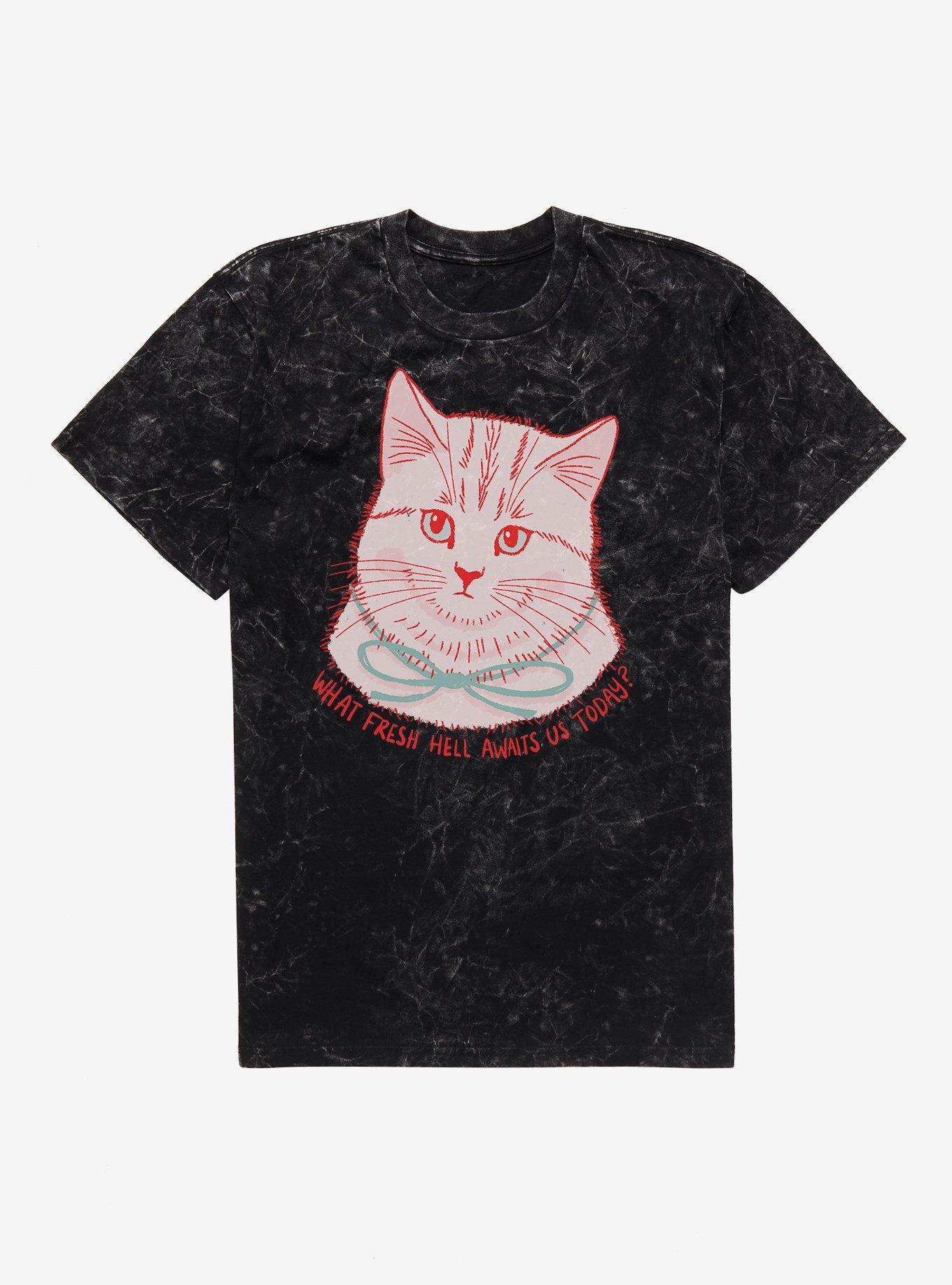 What Fresh Hell Awaits Us? Cat Mineral Wash T-Shirt, , hi-res view 1