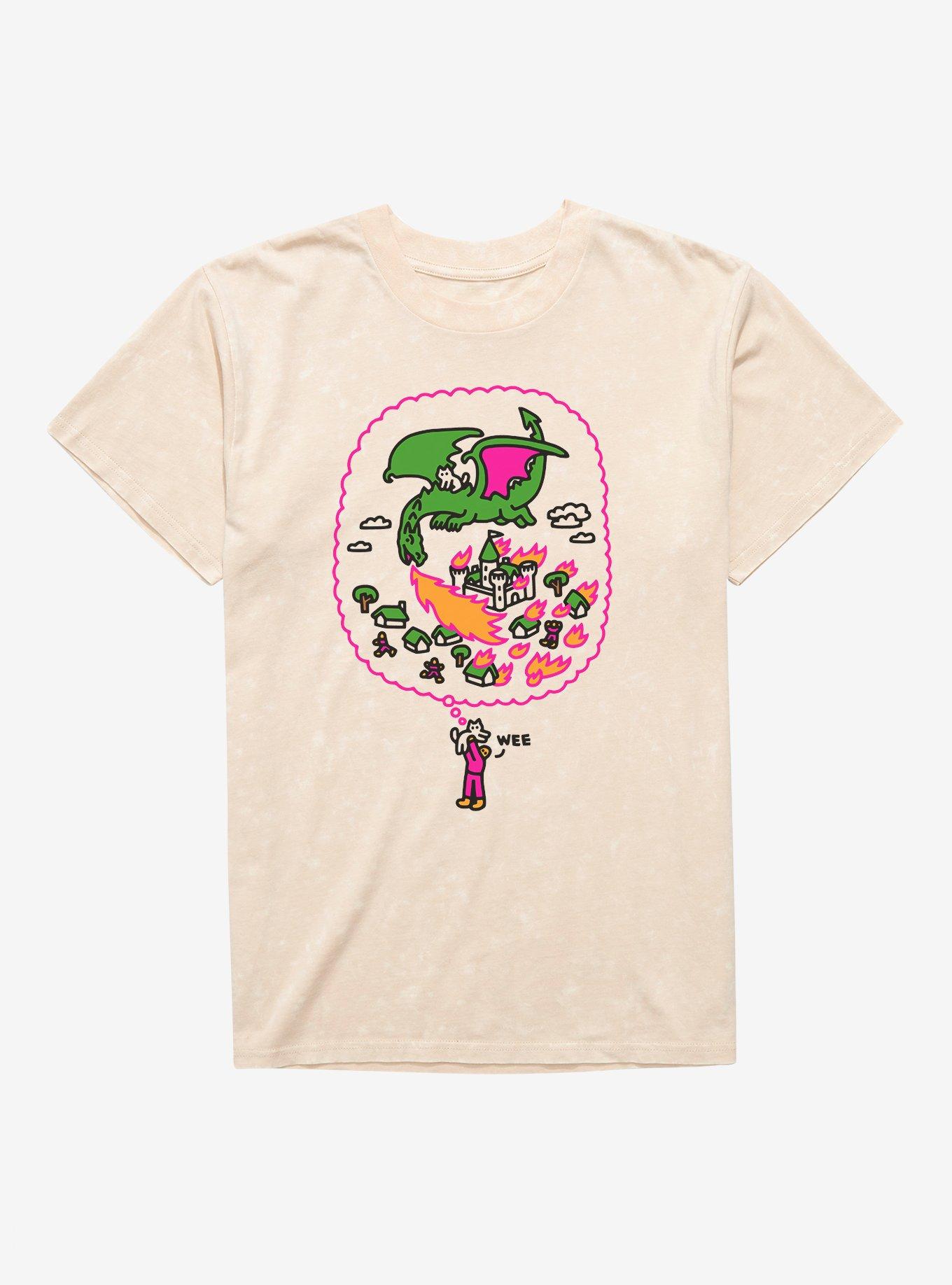 Cat's Imagination Riding Dragon Mineral Wash T-Shirt, , hi-res