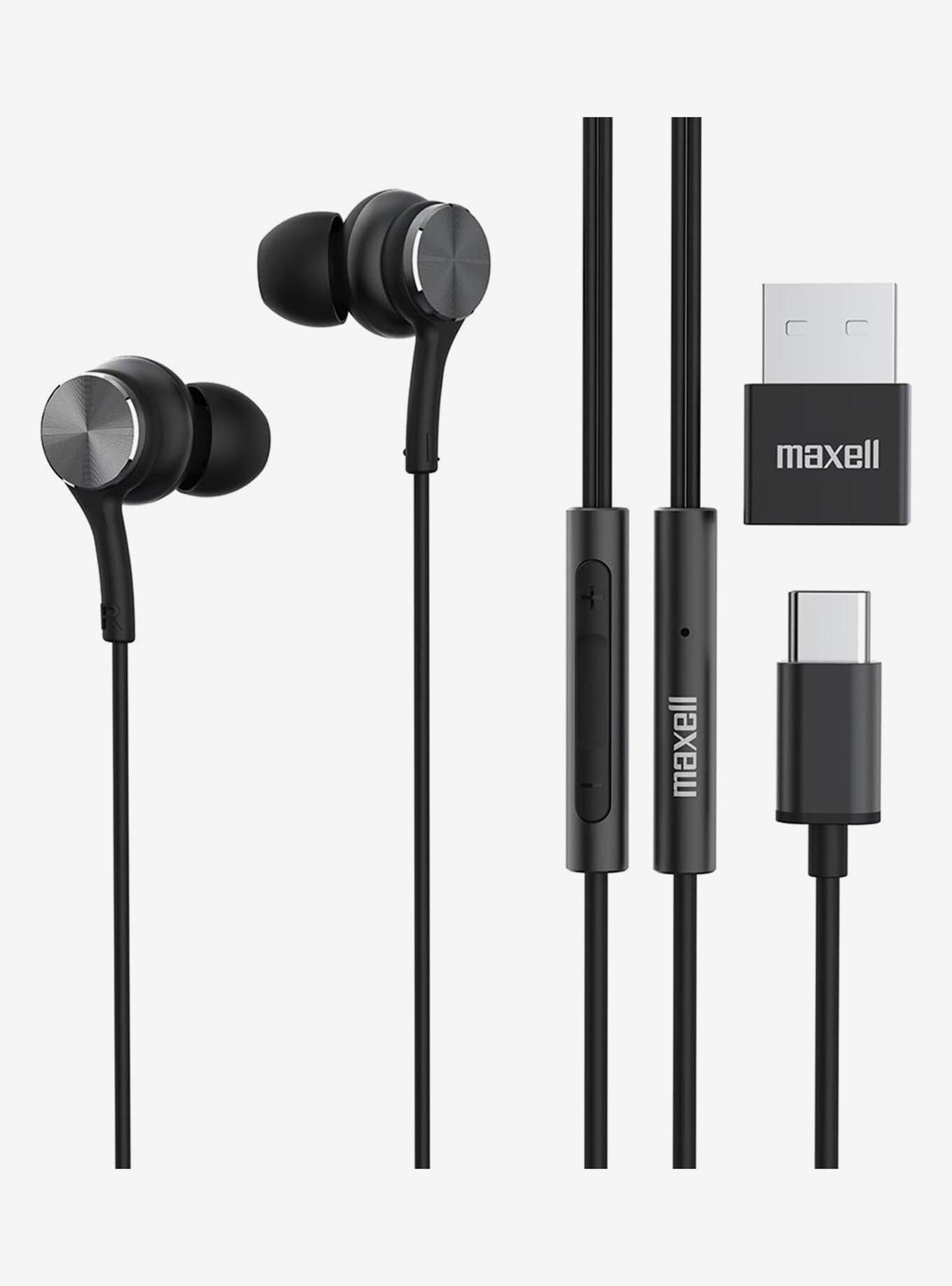 Maxell Fusion X USB-C Wired Earbud with Mic Black, , hi-res
