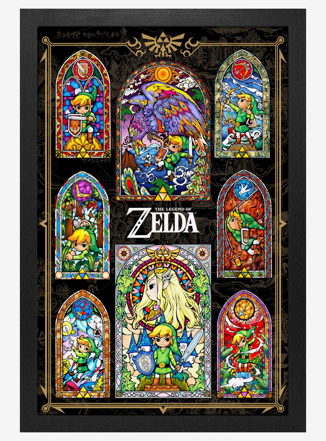 The Legend of Zelda Stained Glass Collage 11x17" Framed Gelcoat, , hi-res