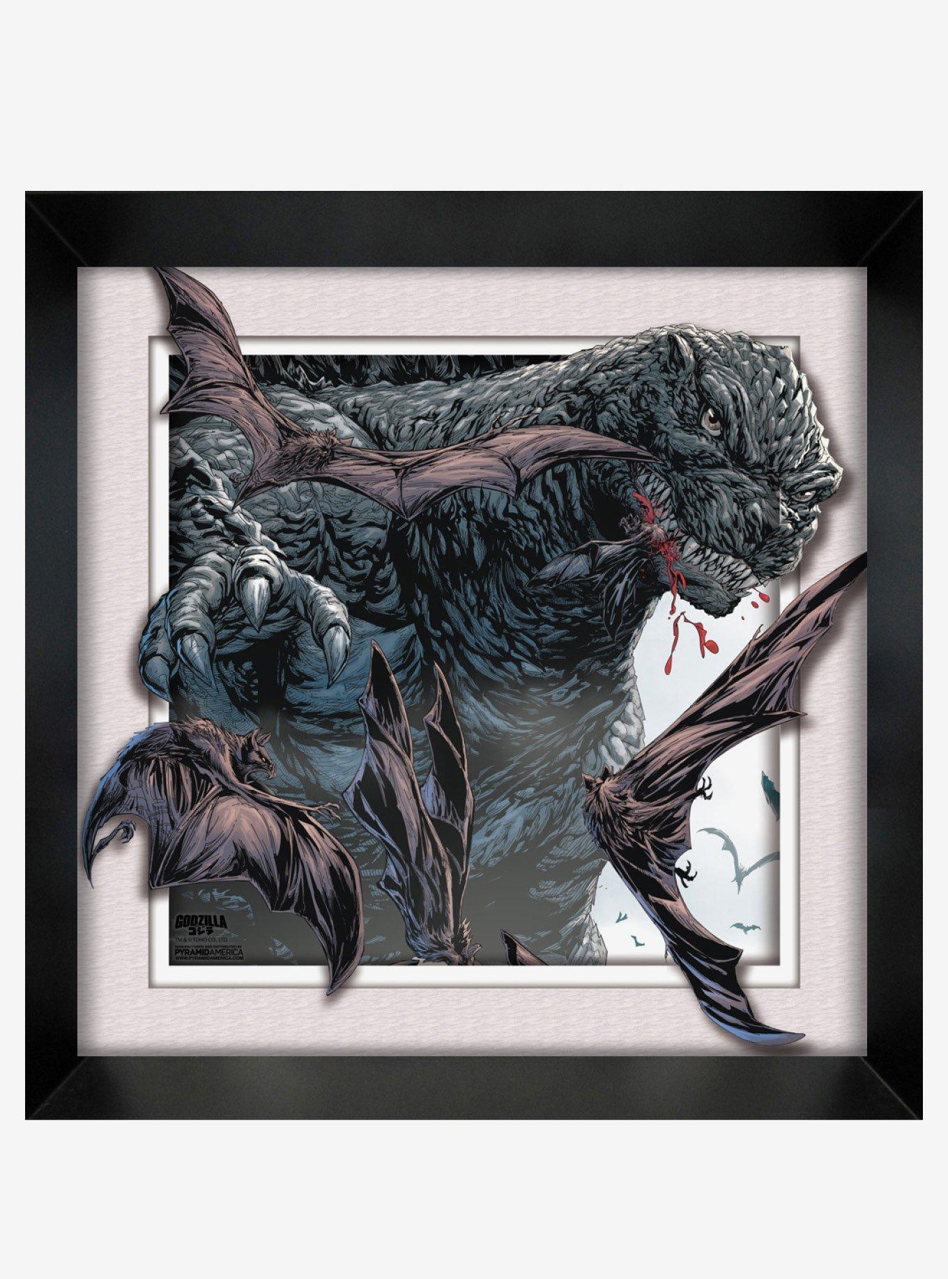 Godzilla Bats Swarming 12x12" Faux-Matted & Framed Print Under Plexiglass, , hi-res