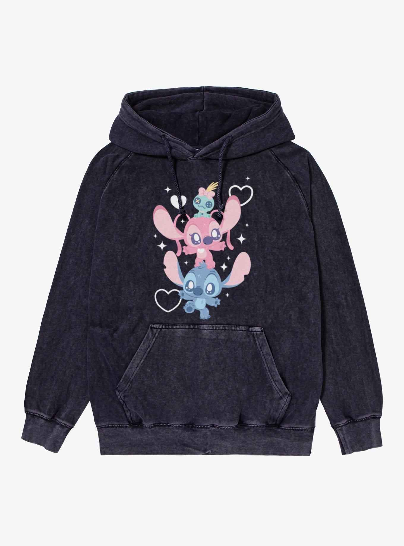 Disney Lilo & Stitch Cute Chibi Angel On Stitch Mineral Wash Hoodie, , hi-res