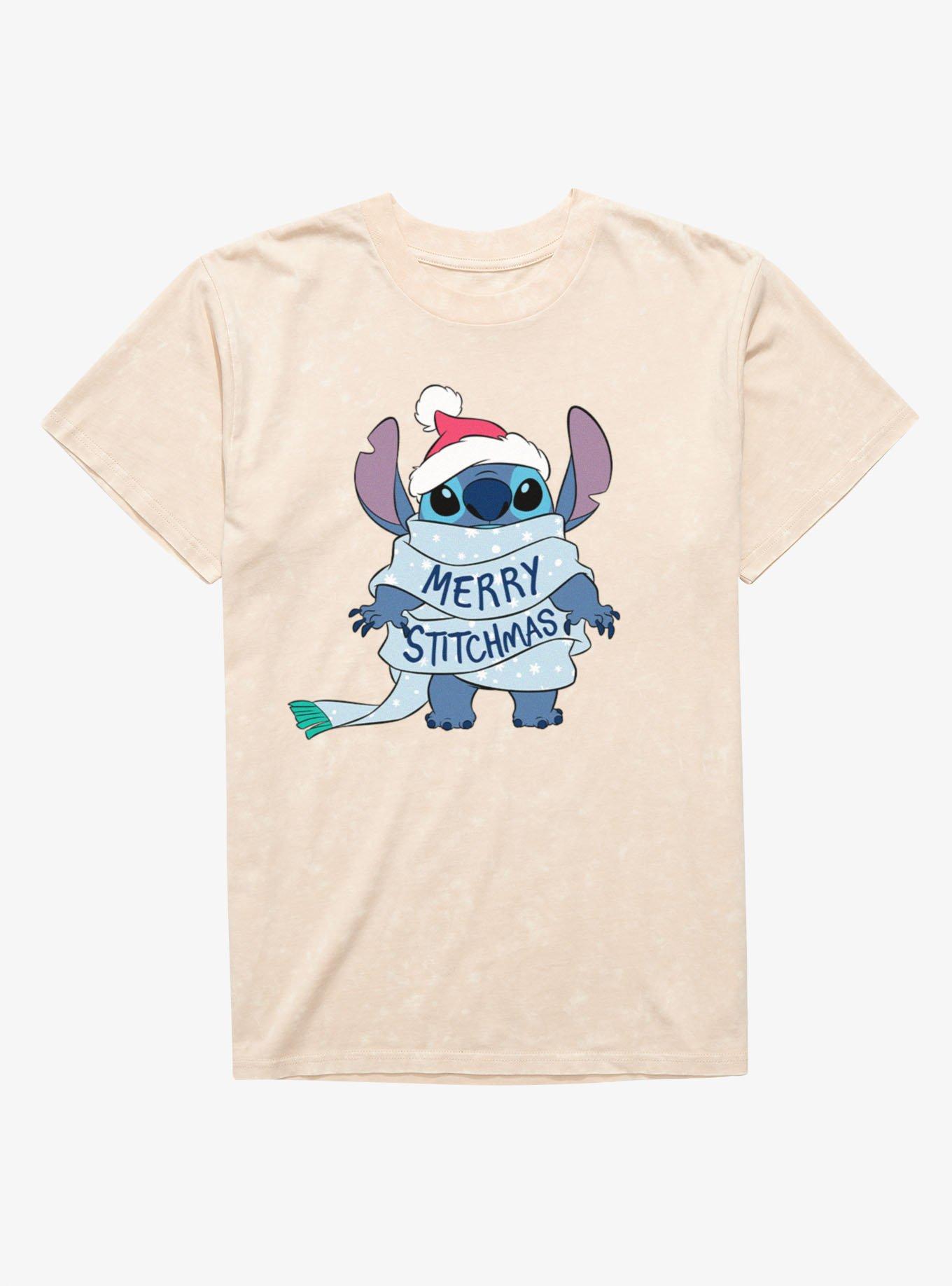 Disney Lilo & Stitch Merry Stitchmas Scarf Wrap Mineral Wash T-Shirt, , hi-res