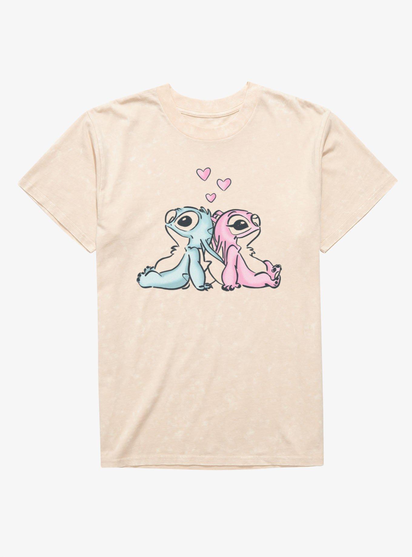 Disney Lilo & Stitch Love Thoughts Stitch And Angel Mineral Wash T-Shirt, , hi-res