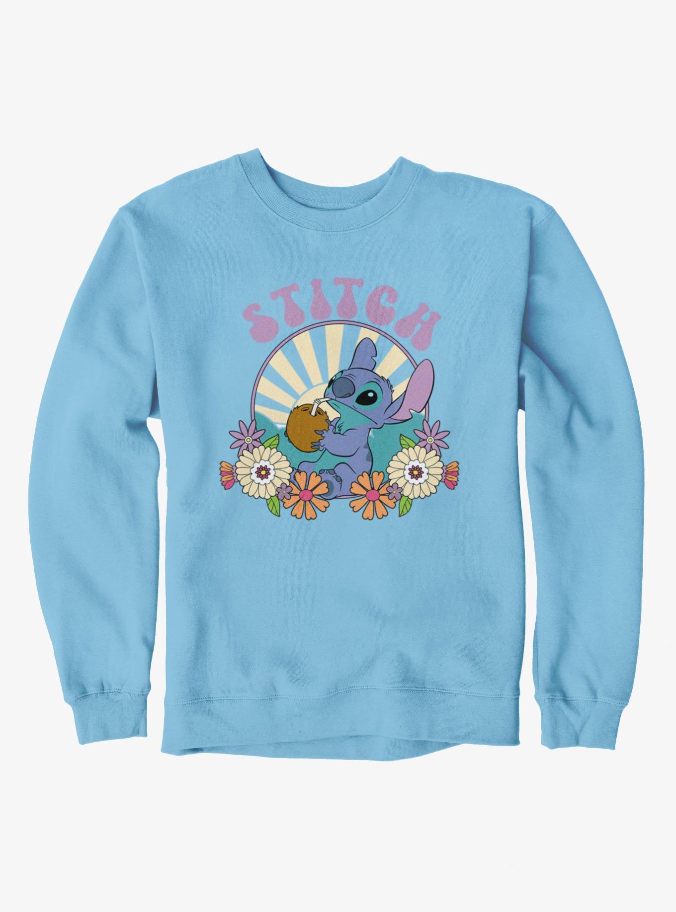 Disney Lilo & Stitch Stitch Psychedelic Sunrise Flowers Sweatshirt, , hi-res