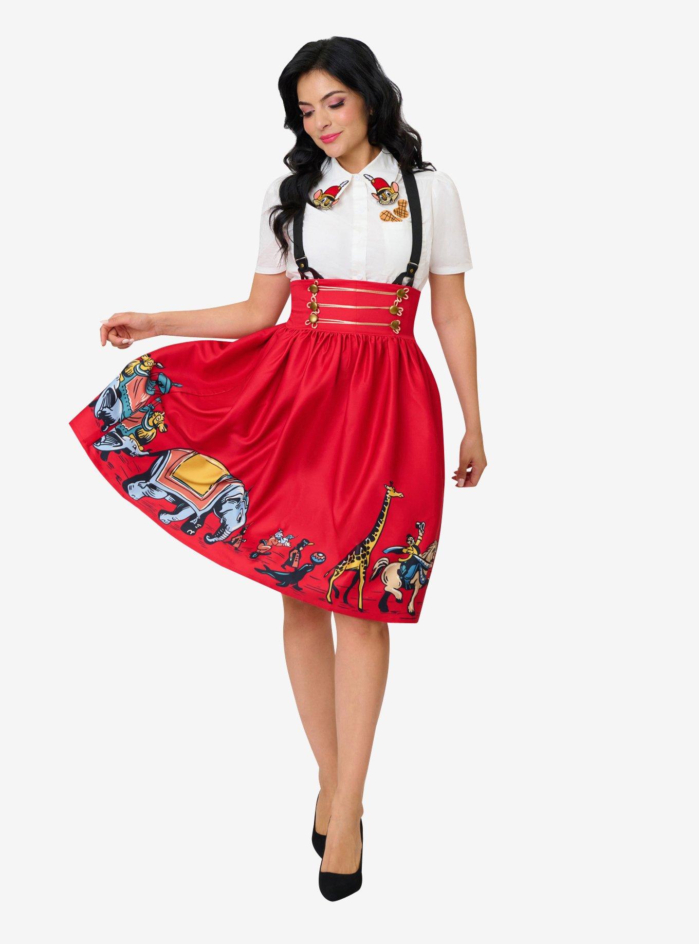 Disney Dumbo Collection by Unique Vintage Red Ringmaster Suspender Swing Skirt, , hi-res