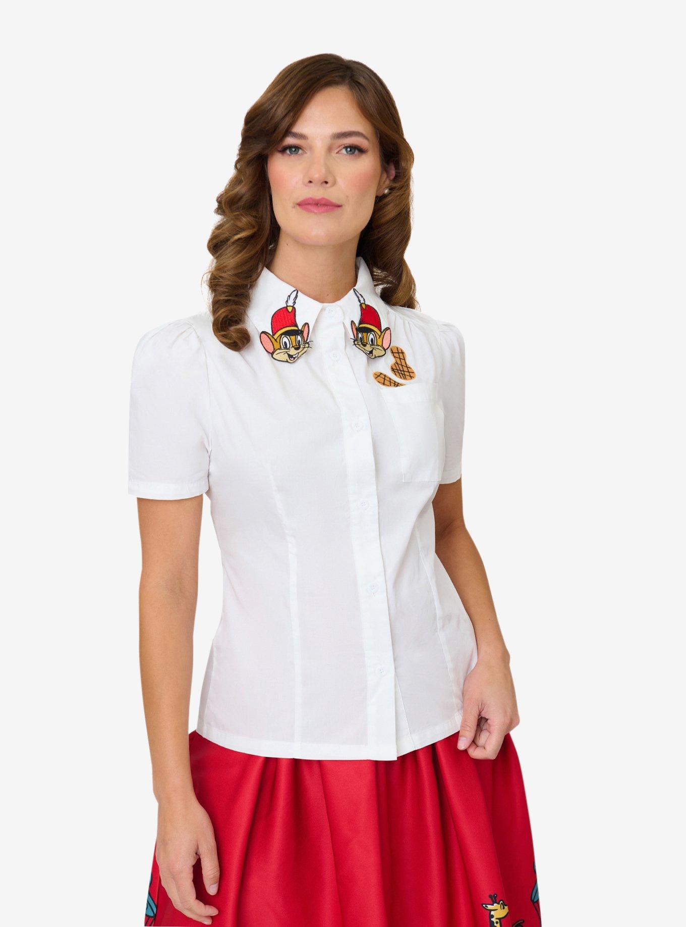Disney Dumbo Collection by Unique Vintage White Timothy Mouse Collar Cotton Blouse, , hi-res