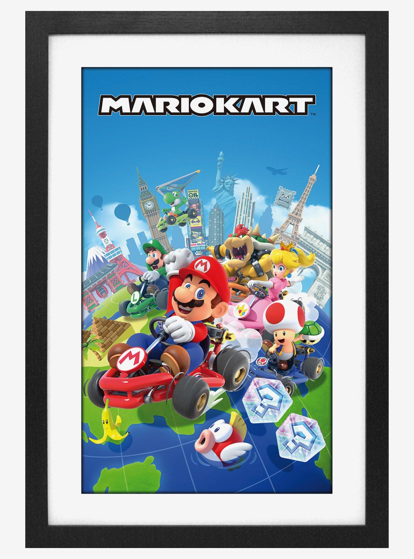 Mario Kart Globe 11x17" Faux-Matted & Framed Print Under Plexiglass, , hi-res
