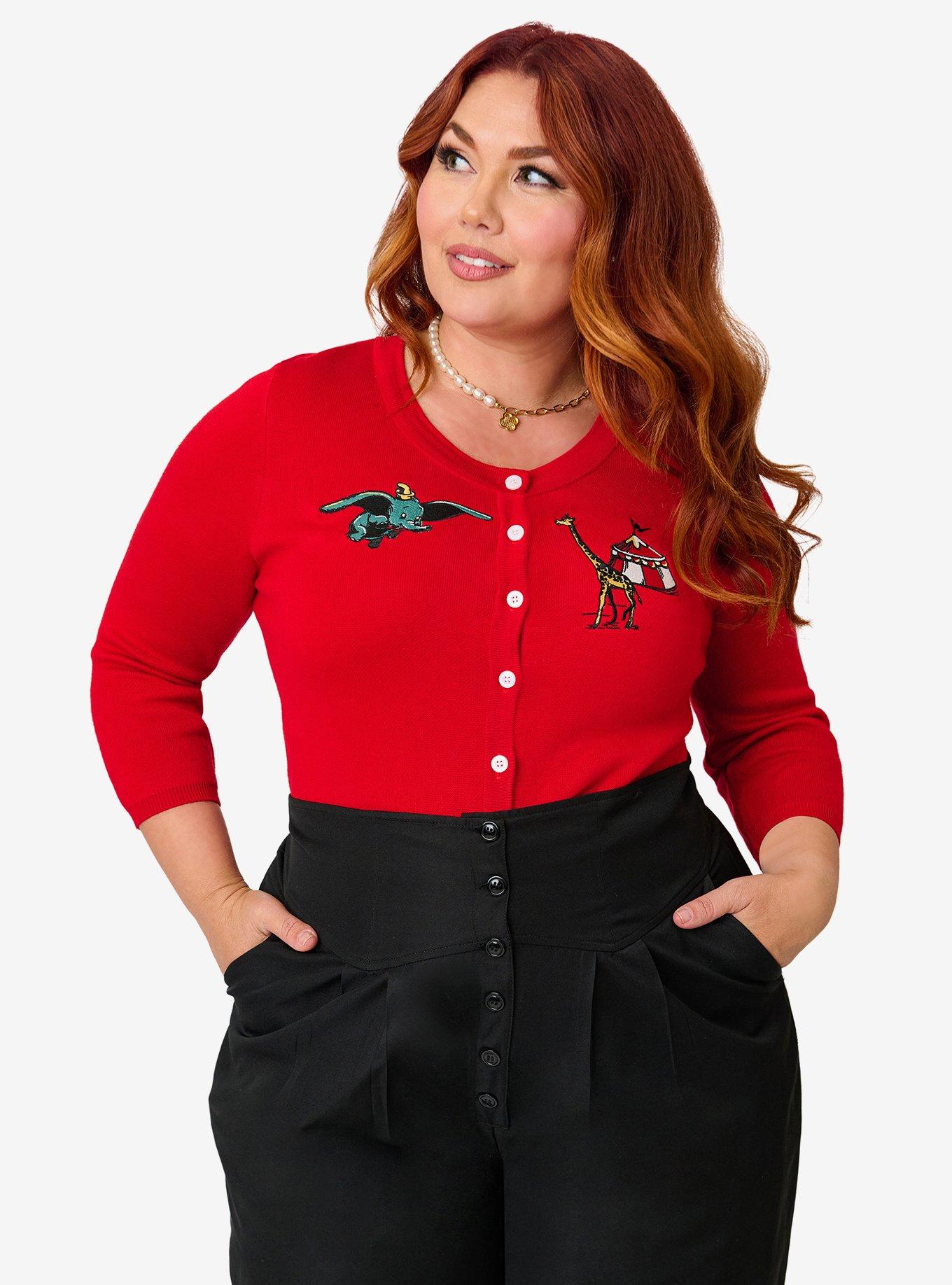 Disney Dumbo Collection by Unique Vintage Plus Size Red Circus Cardigan, , hi-res