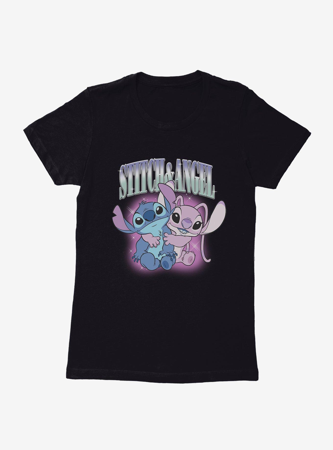 Disney Lilo & Stitch And Angel Glowing Friend Hug Womens T-Shirt