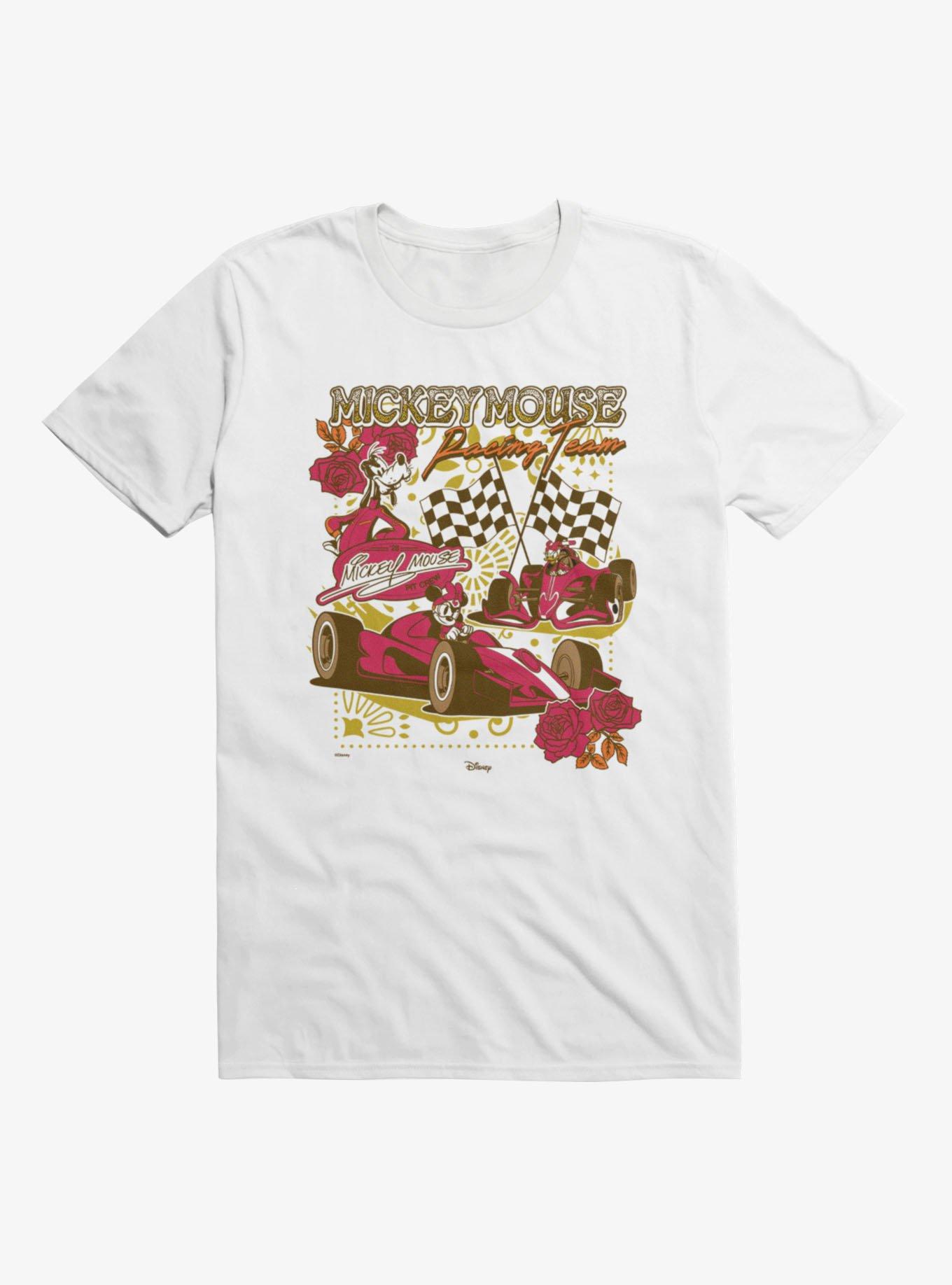Disney Mickey Mouse Floral Pattern Racing Team T-Shirt, , hi-res