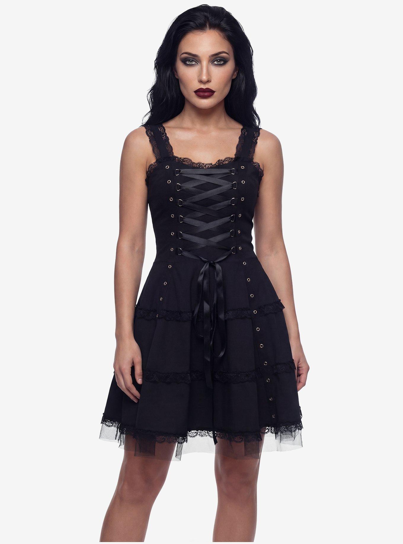 Black Gothic Dress, , hi-res