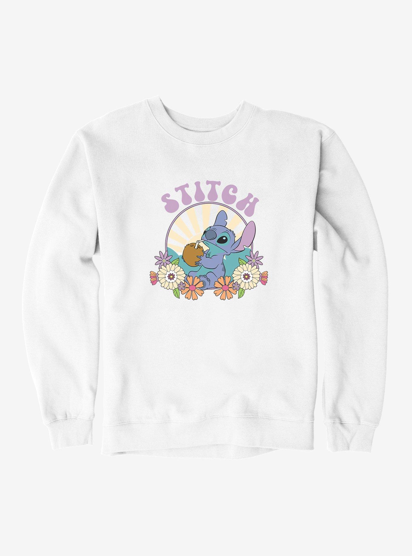 Disney Lilo & Stitch Stitch Flowers And Psychedelic Sun Sweatshirt, , hi-res