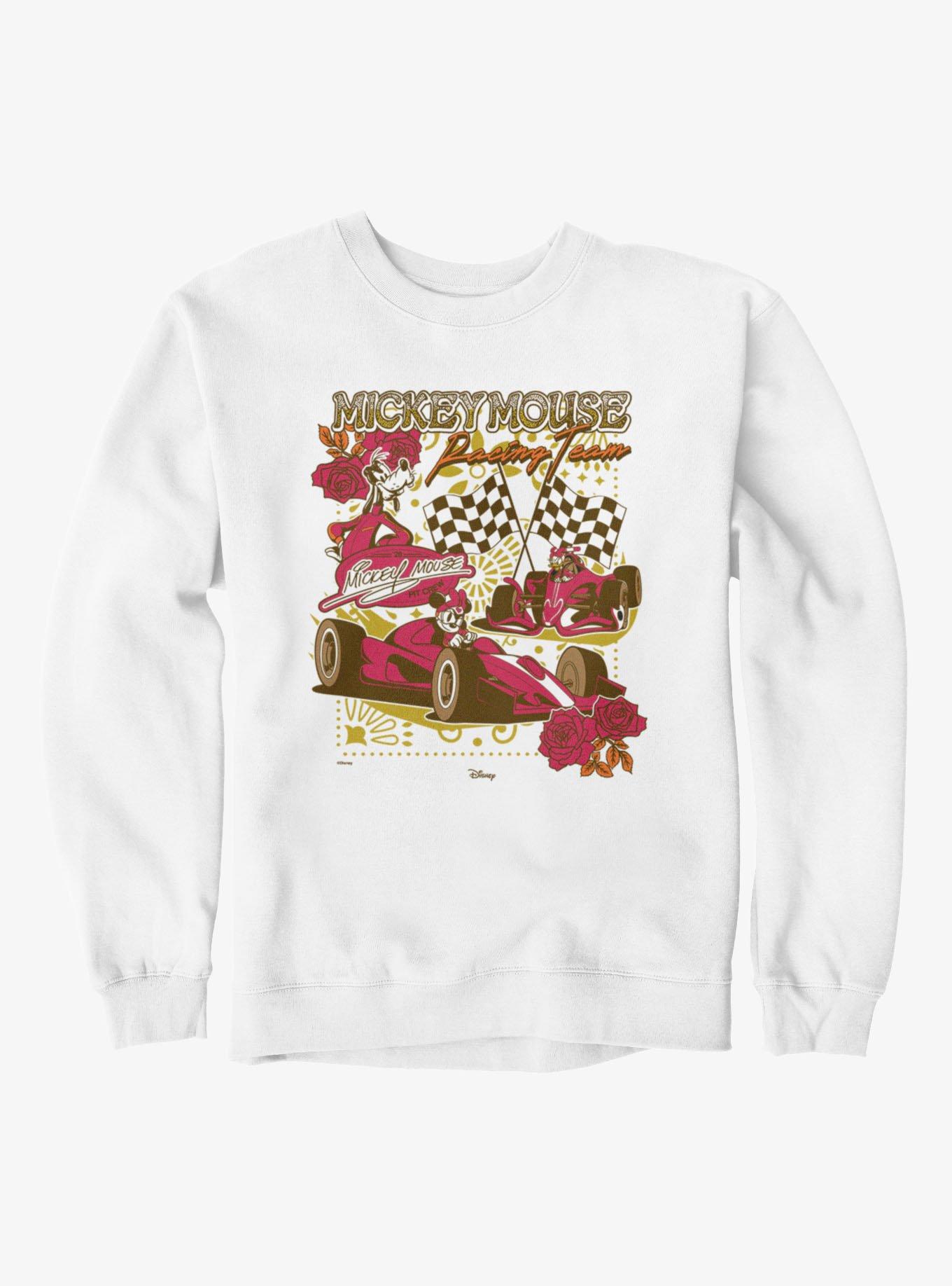 Disney Mickey Mouse Floral Pattern Racing Team Sweatshirt, , hi-res