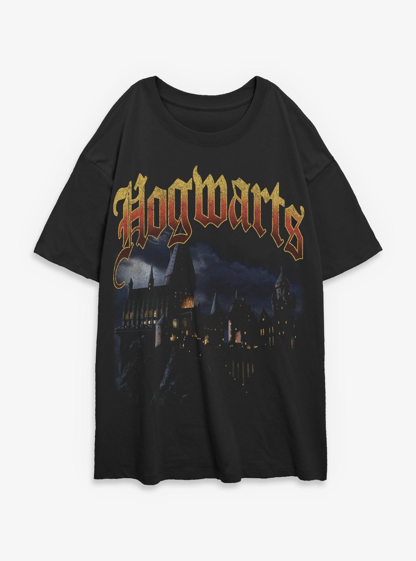 Harry Potter Hogwarts Castle At Night Girls Oversized T-Shirt, , hi-res