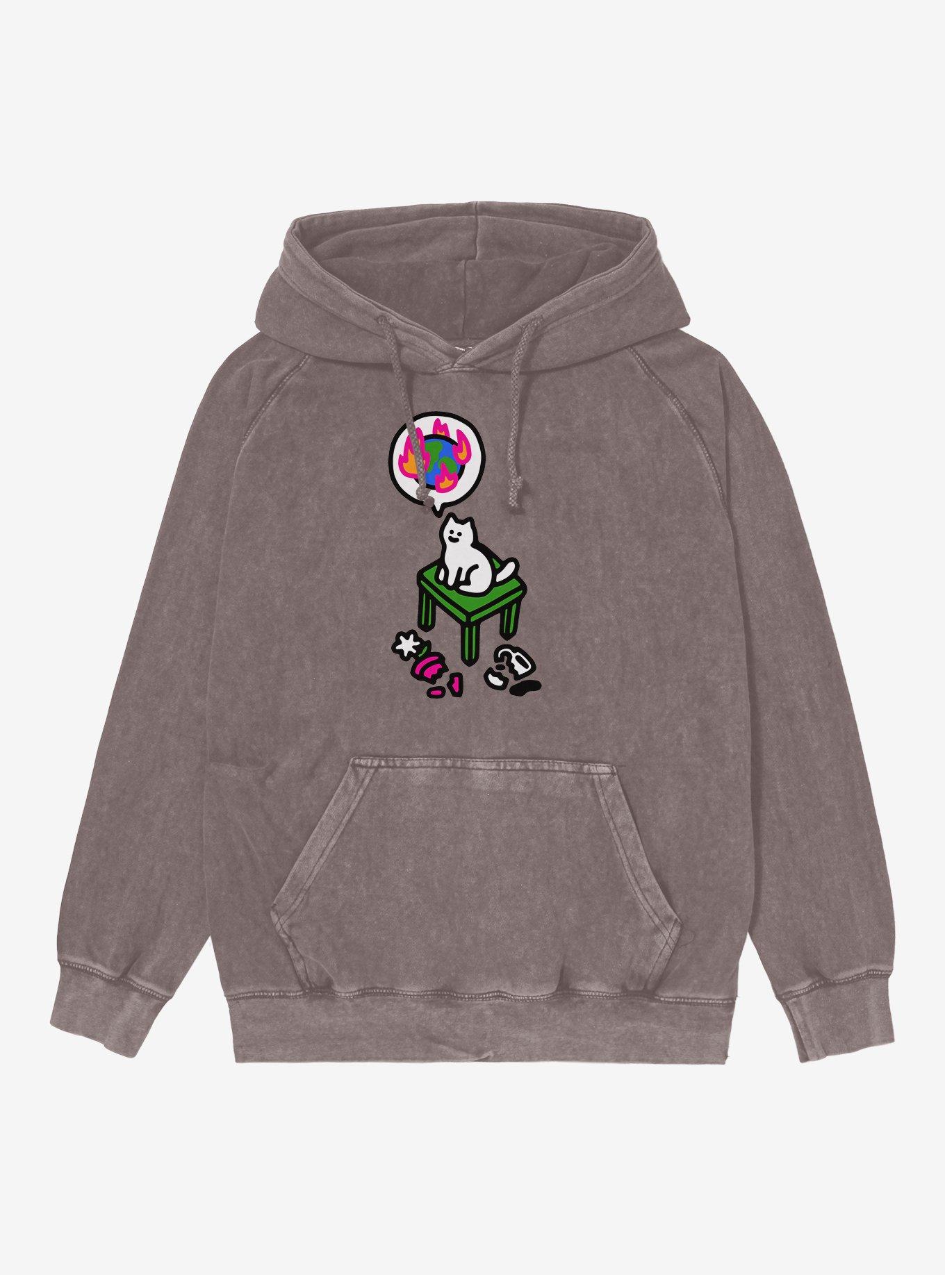 Cat On Path Of Destruction Mineral Wash Hoodie, , hi-res