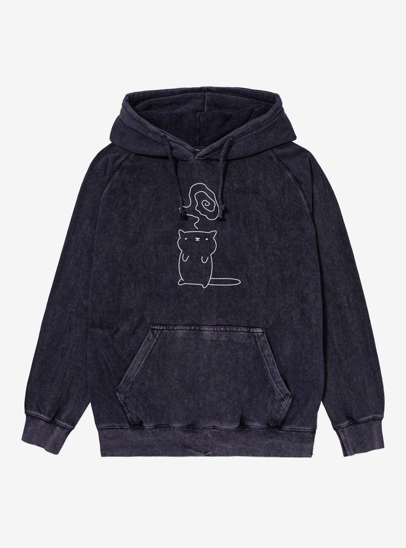 Cat Thinking Thoughts Mineral Wash Hoodie, , hi-res