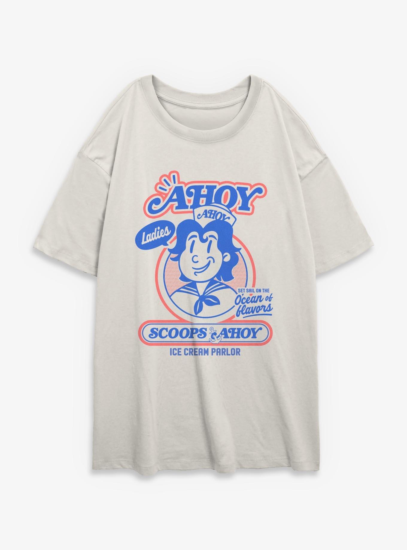 Stranger Things Retro Scoops Ahoy Ice Cream Girls Oversized T-Shirt, , hi-res