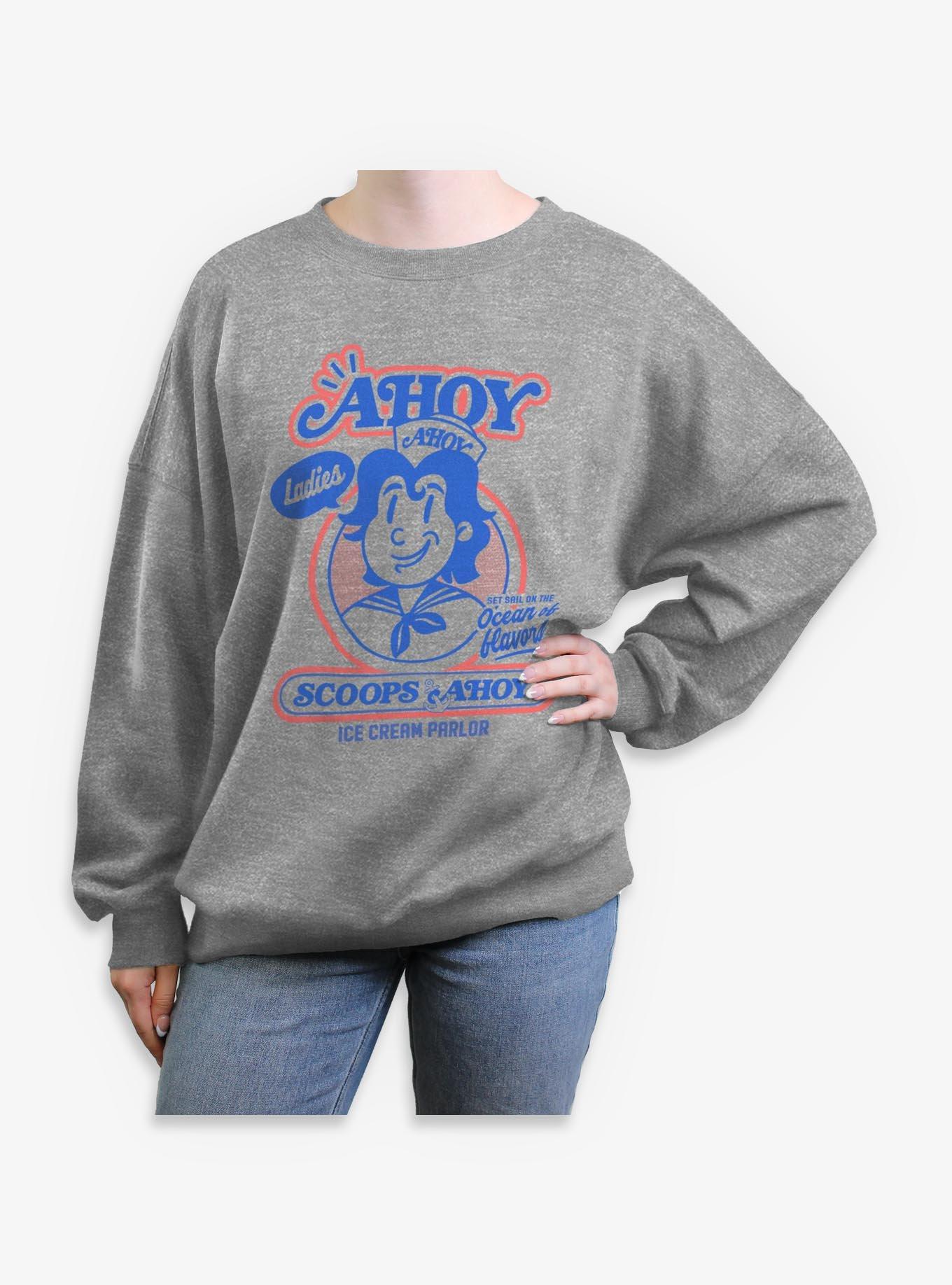 Stranger Things Retro Scoops Ahoy Ice Cream Girls Oversized Sweatshirt, , hi-res