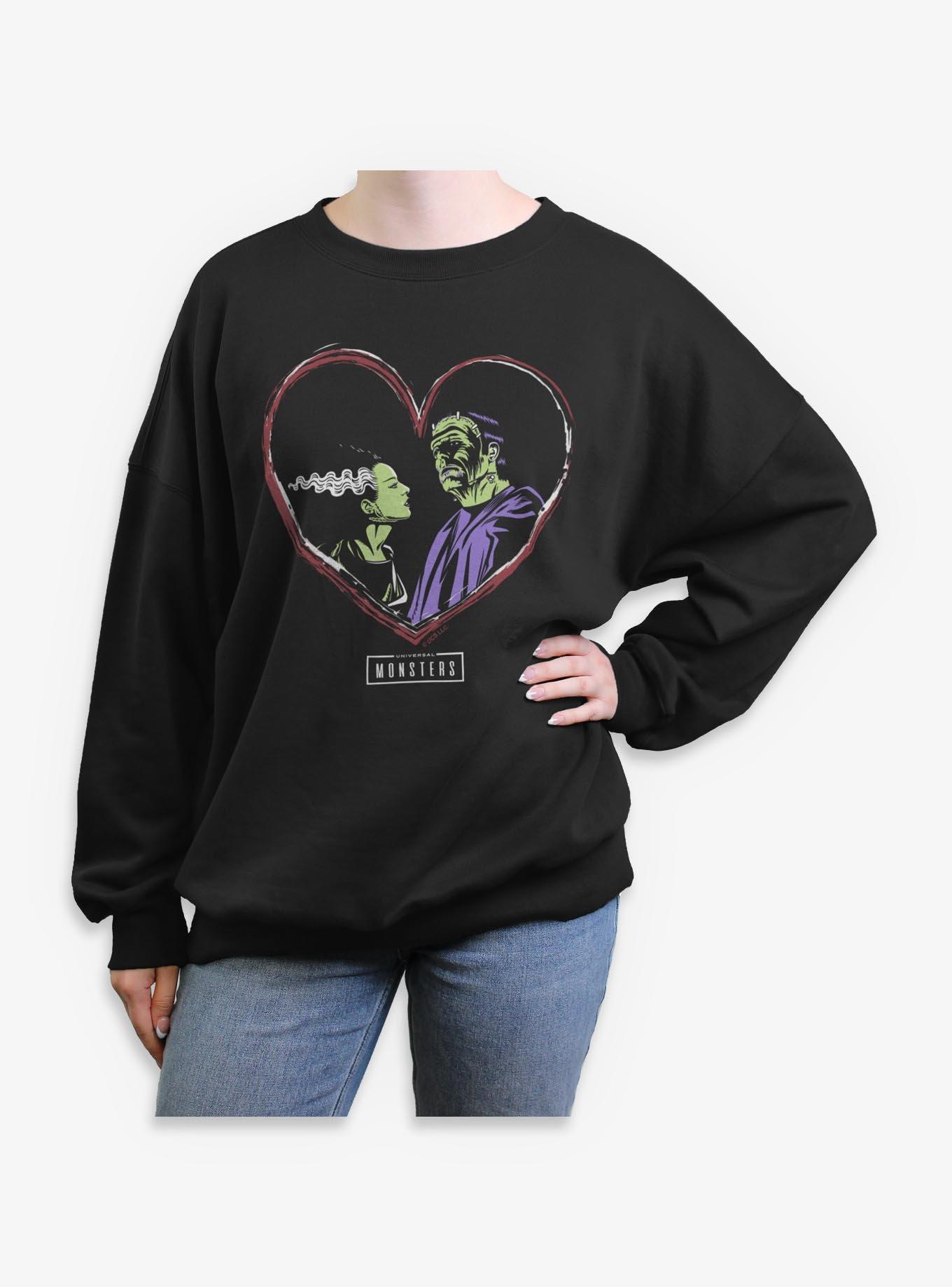 Universal Monsters Love Bride and Frankenstein Girls Oversized Sweatshirt, , hi-res