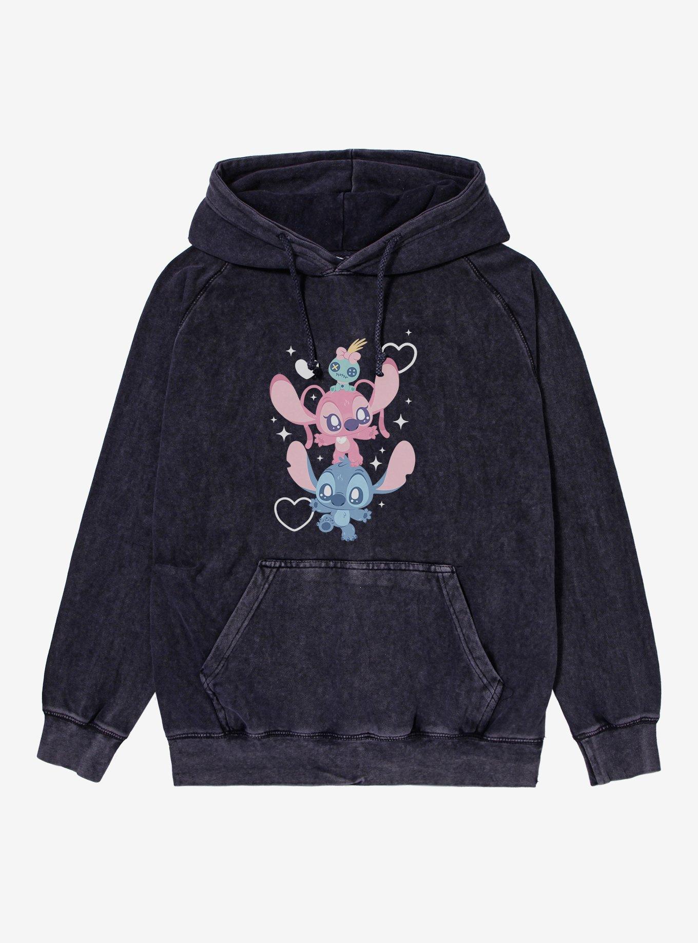 Disney Lilo & Stitch Cute Chibi Angel On Stitch Mineral Wash Hoodie, , hi-res