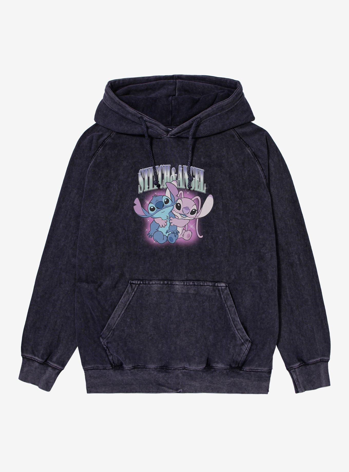 Disney Lilo & Stitch Stitch And Angel Glowing Friend Hug Mineral Wash Hoodie, , hi-res
