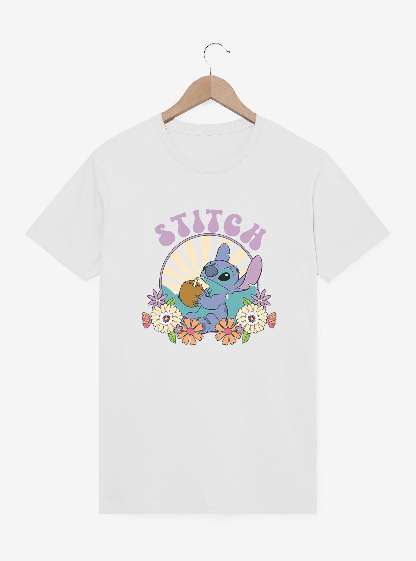 Disney Lilo & Stitch Stitch Flowers And Psychedelic Sun T-Shirt, , hi-res
