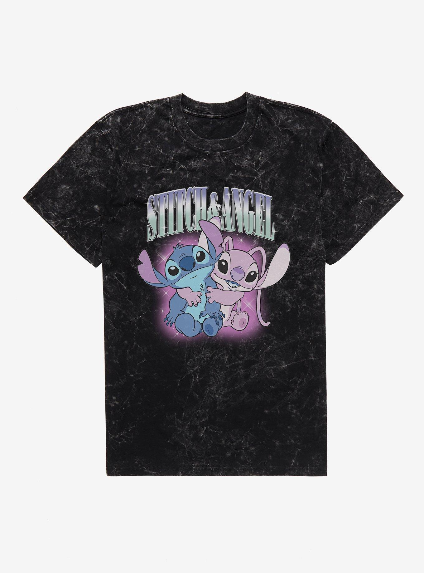 Disney Lilo & Stitch Stitch And Angel Glowing Friend Hug Mineral Wash T-Shirt, , hi-res