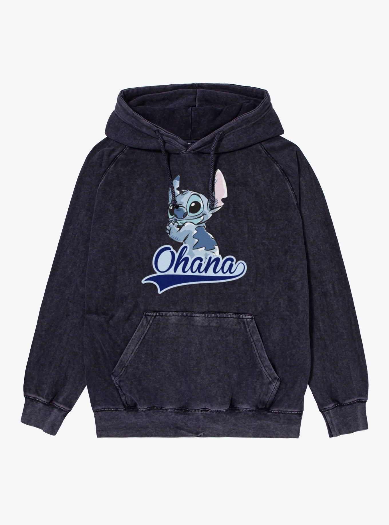 Disney Lilo & Stitch Ohana Look Back Stitch Vintage Mineral Washed Hoodie, VINTAGE BLACK, hi-res view 1