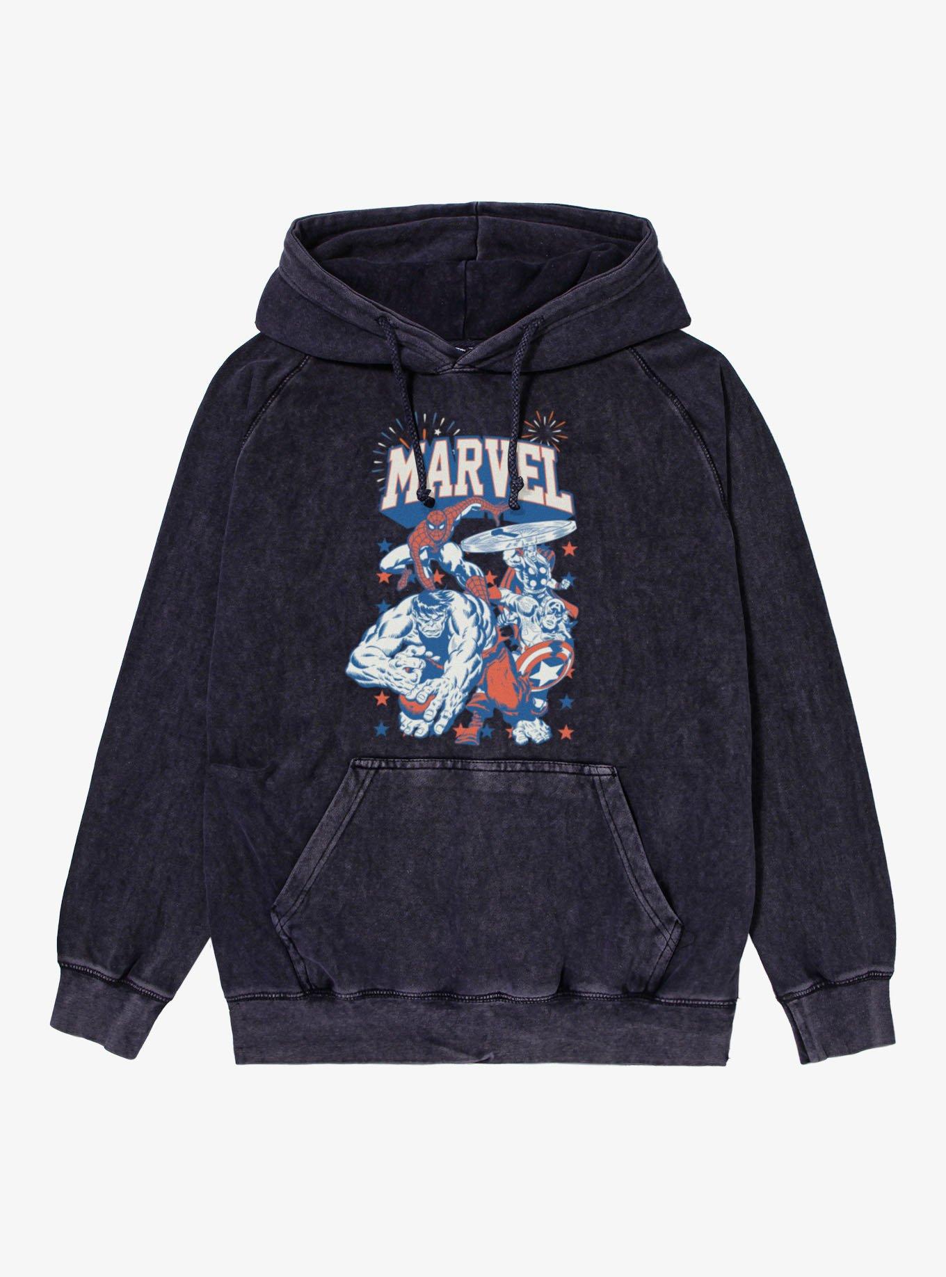 Marvel Comics Retro Star Spangled Heroes Vintage Mineral Washed Hoodie, , hi-res